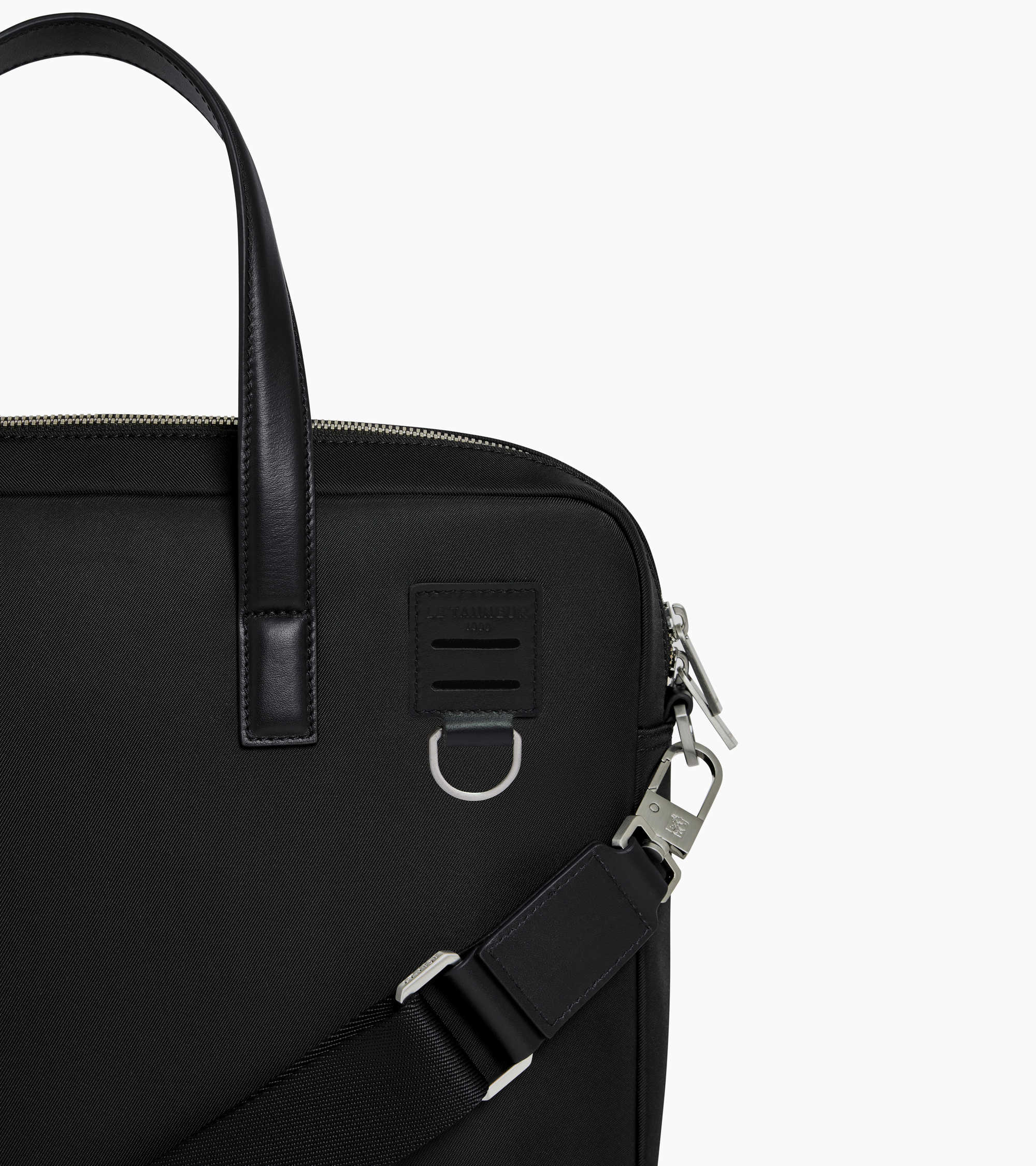 Basile 15" briefcase in nylon canvas and smooth leather - Image 3