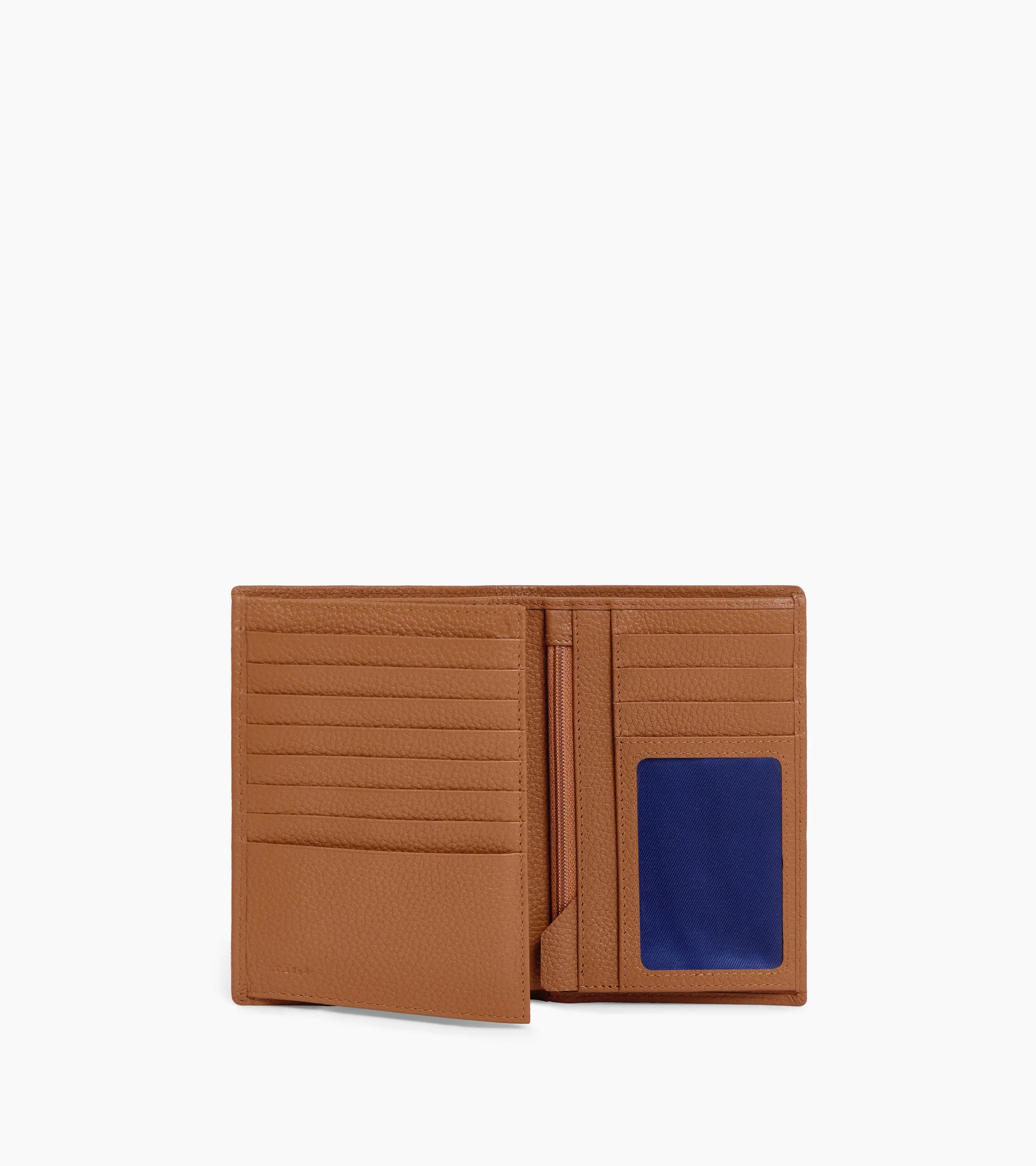 large, vertical, zipped wallet with 2 gussets in grained leather - Image 3