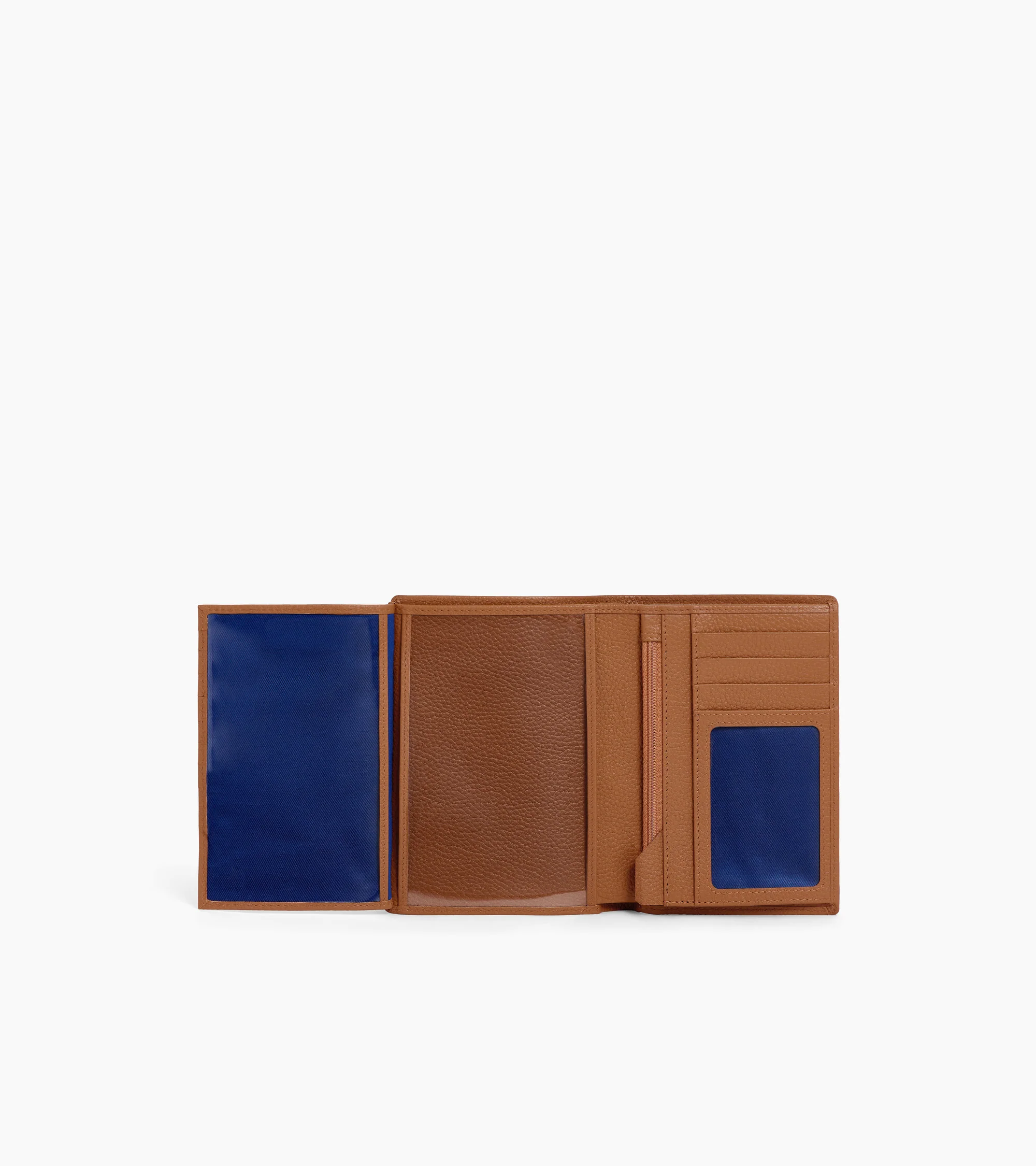 large, vertical, zipped wallet with 2 gussets in grained leather - Image 4