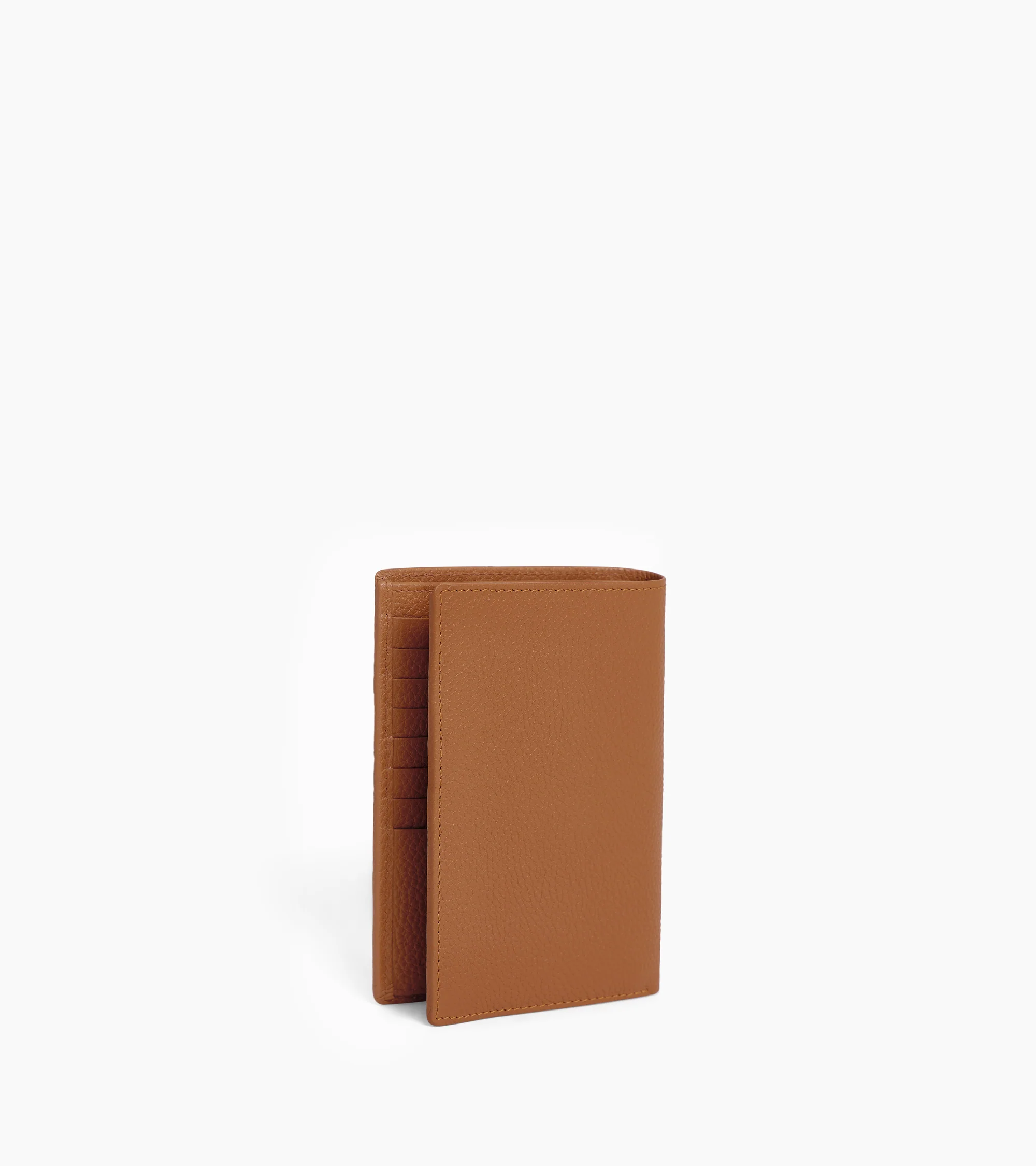 large, vertical, zipped wallet with 2 gussets in grained leather - Image 5