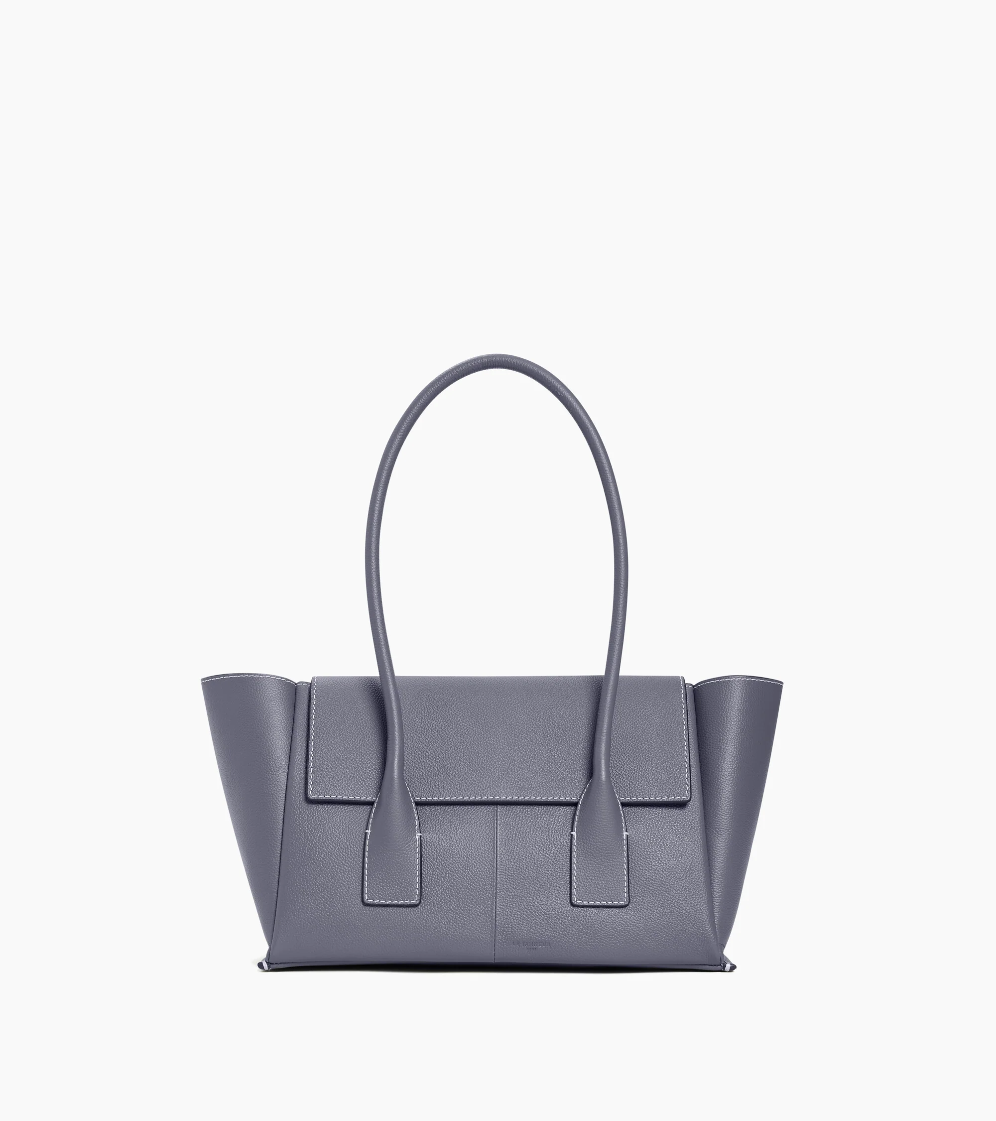 Elena medium tote bag with flap, in grained leather
