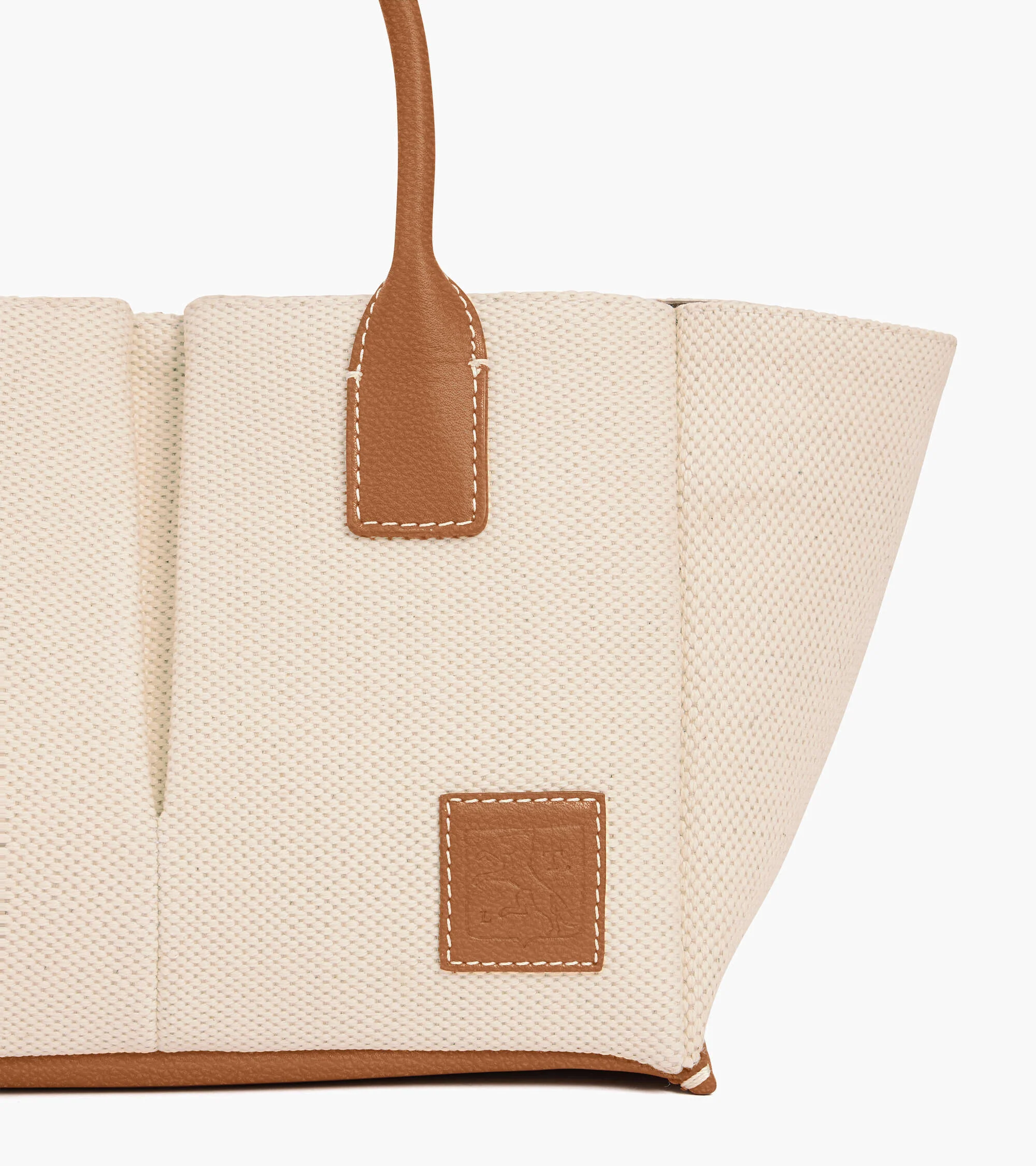 Elena small handbag in cotton canvas and grained leather - Image 2