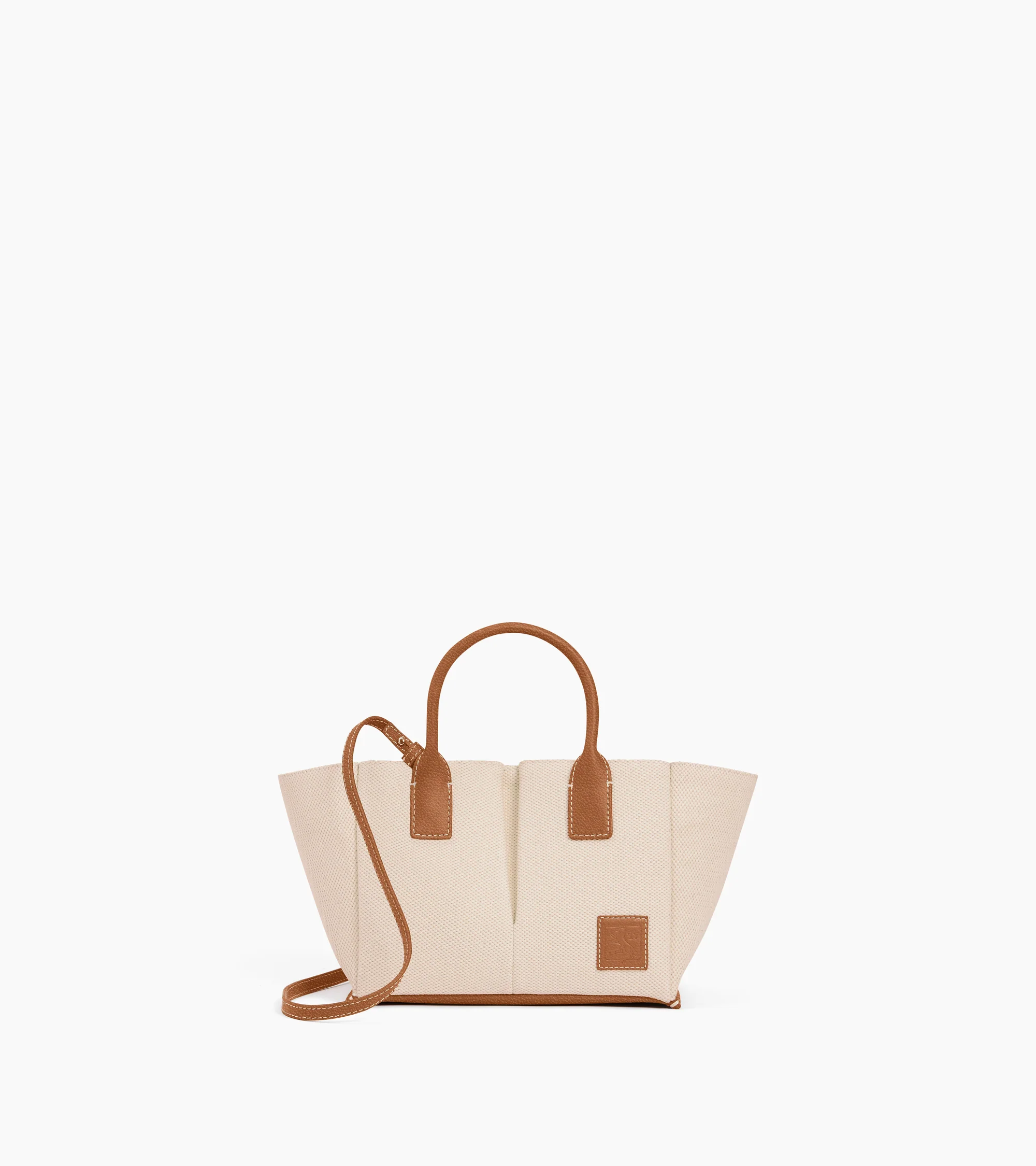 Elena small handbag in cotton canvas and grained leather - Image 5