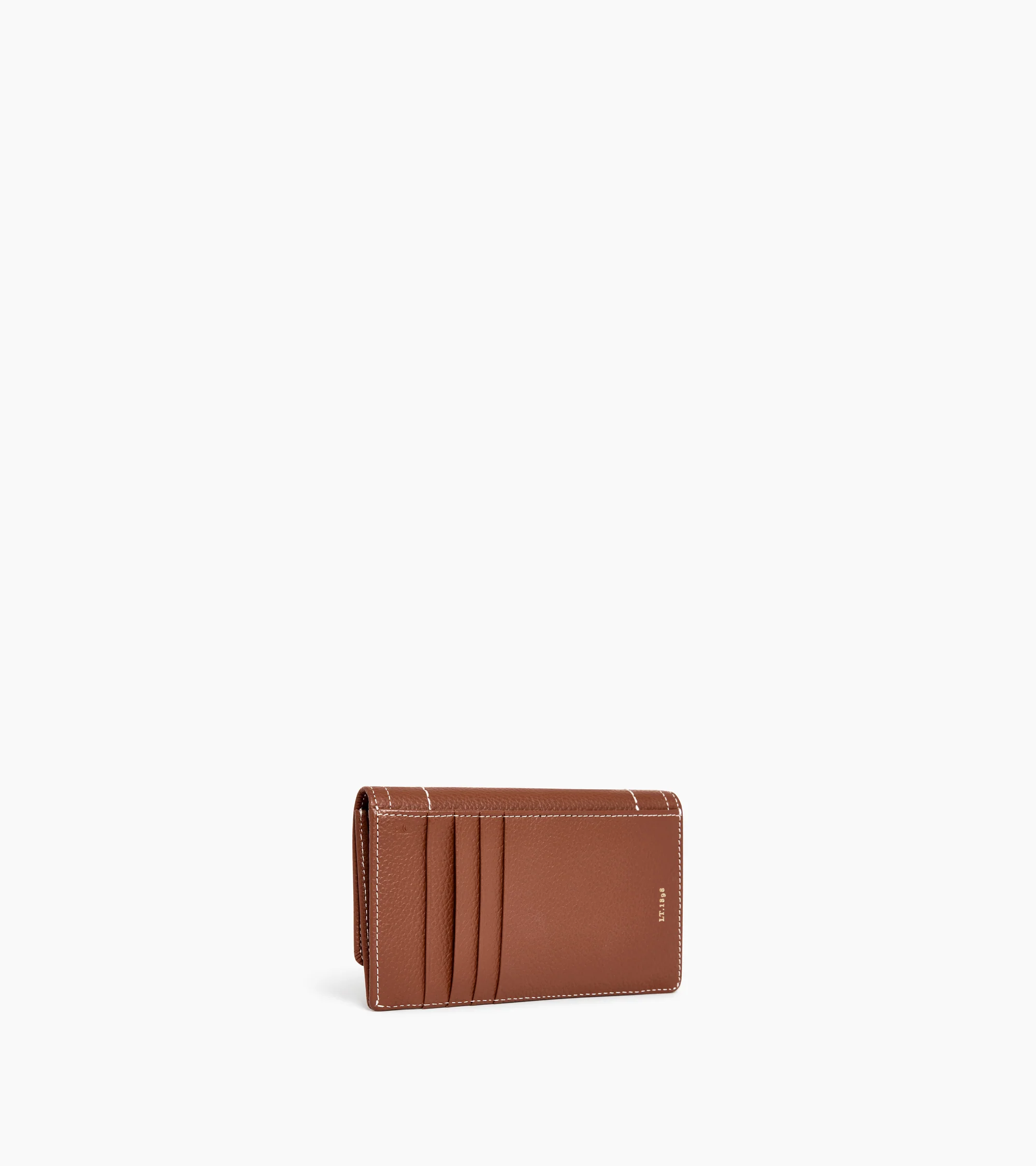 Ella card holder in grained leather with flap - Image 4