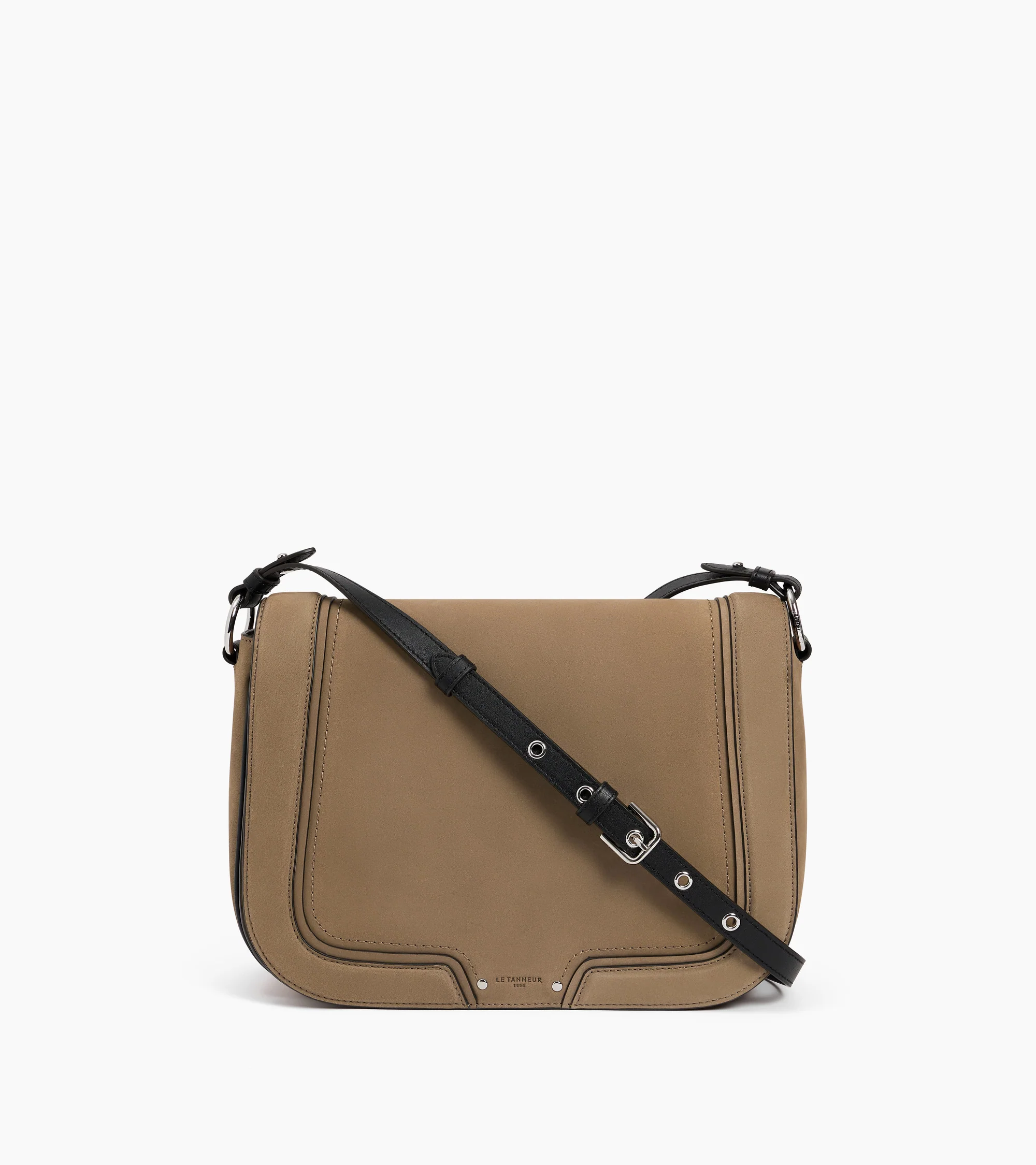 Ella large shoulder bag in smooth leather and nubuck - Image 5