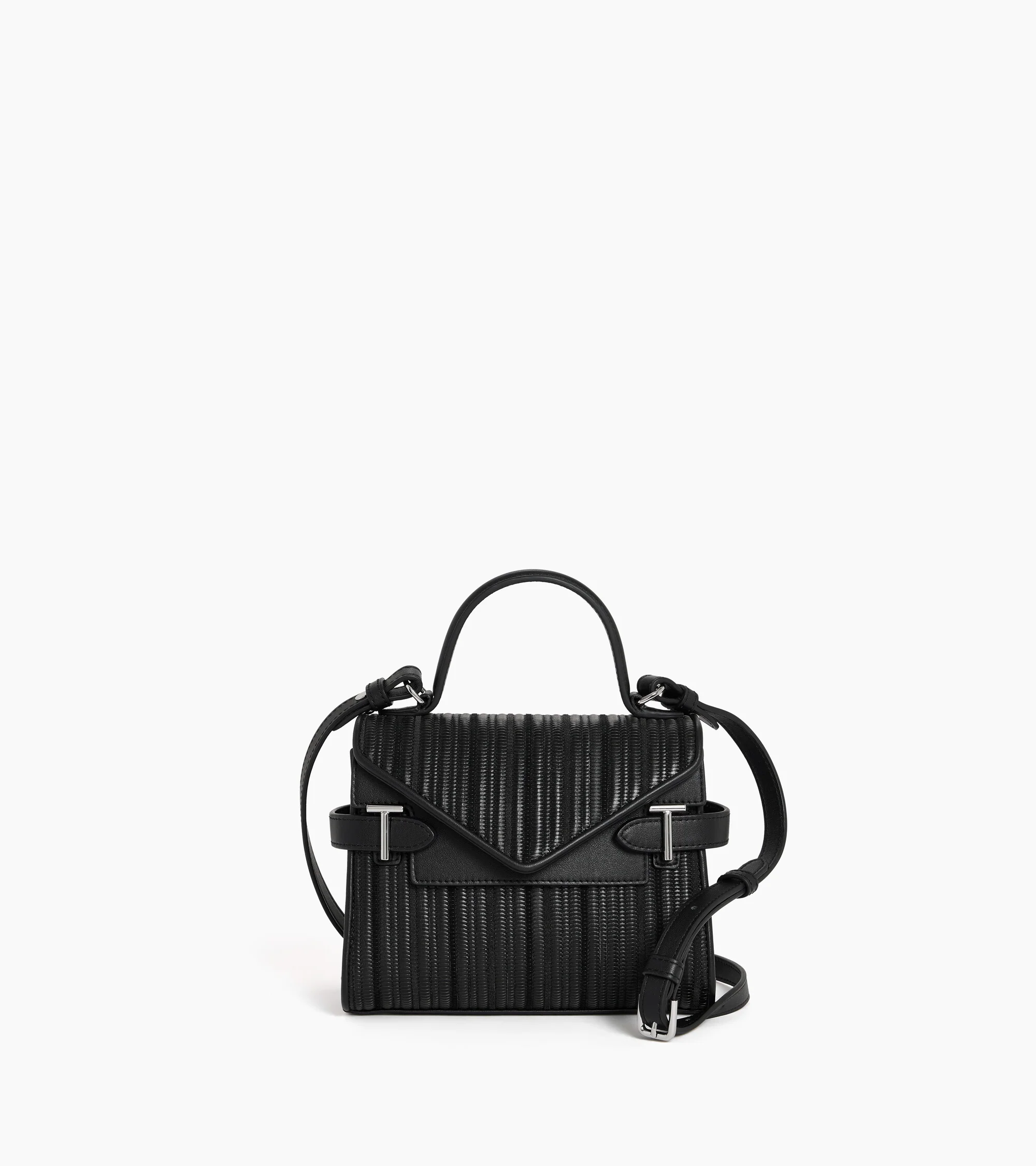 Emilie small handbag with double-flap in braided recycled leather