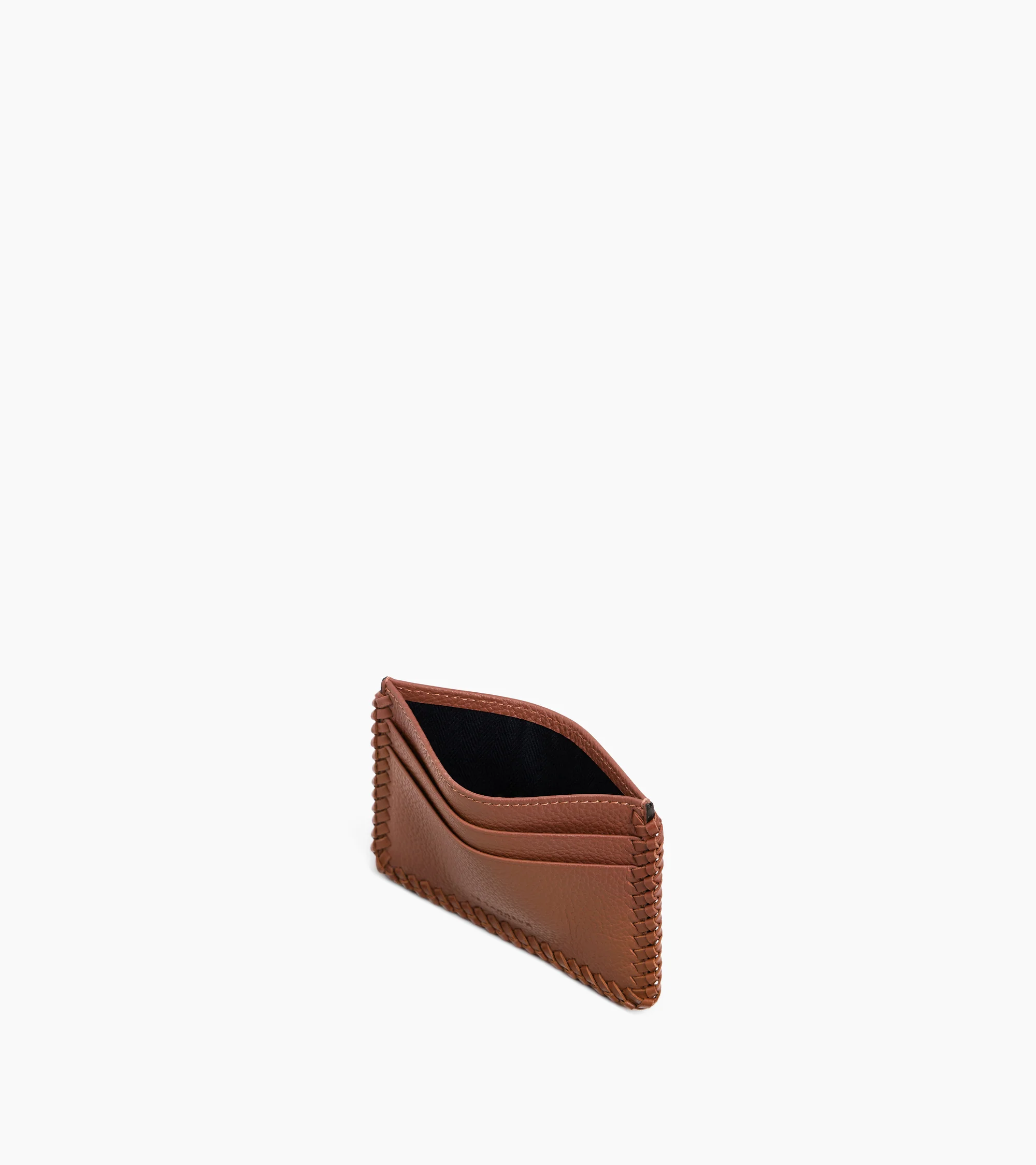 Emilie card holder in grained leather with topstitching - Image 3