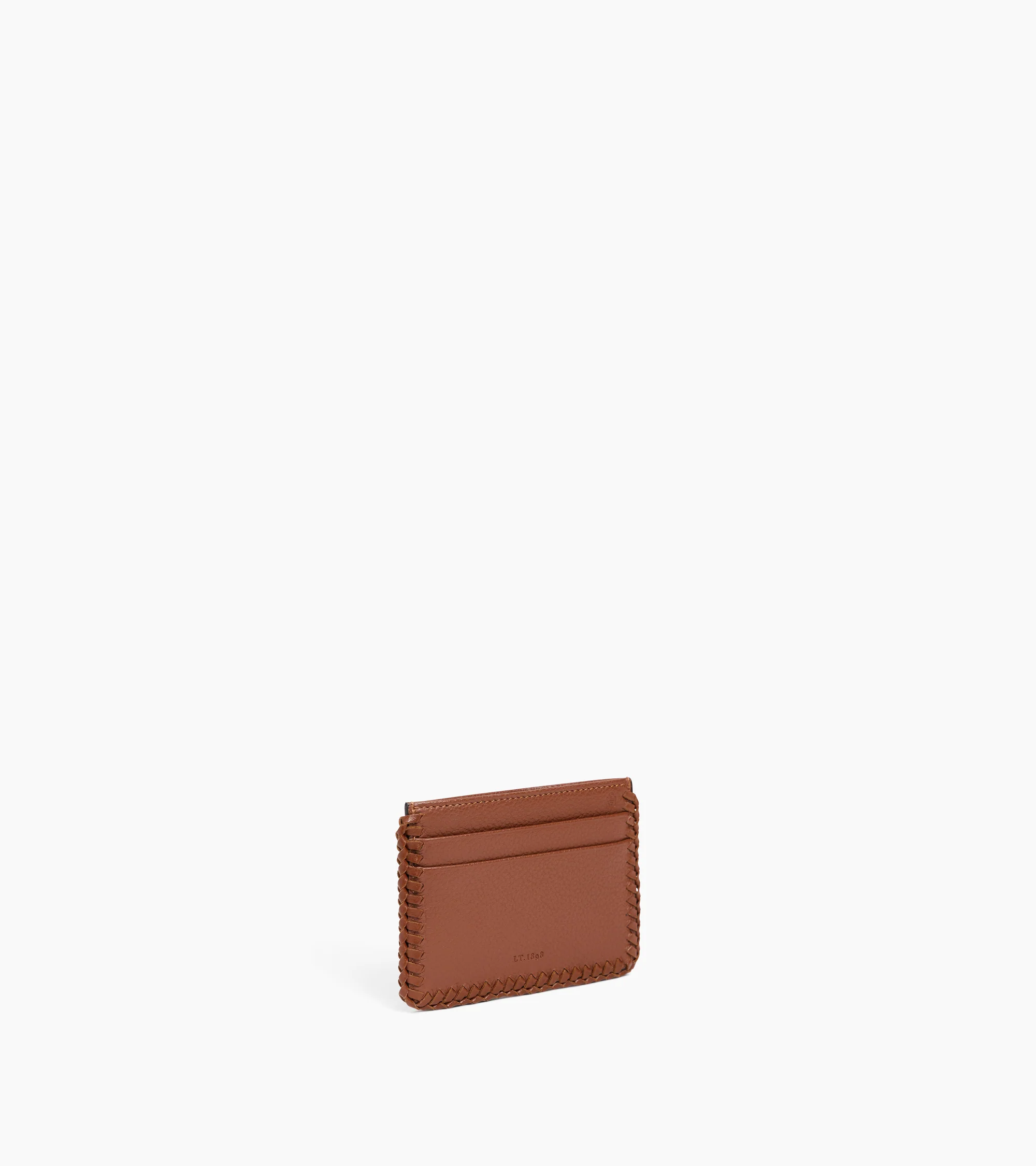 Emilie card holder in grained leather with topstitching - Image 4