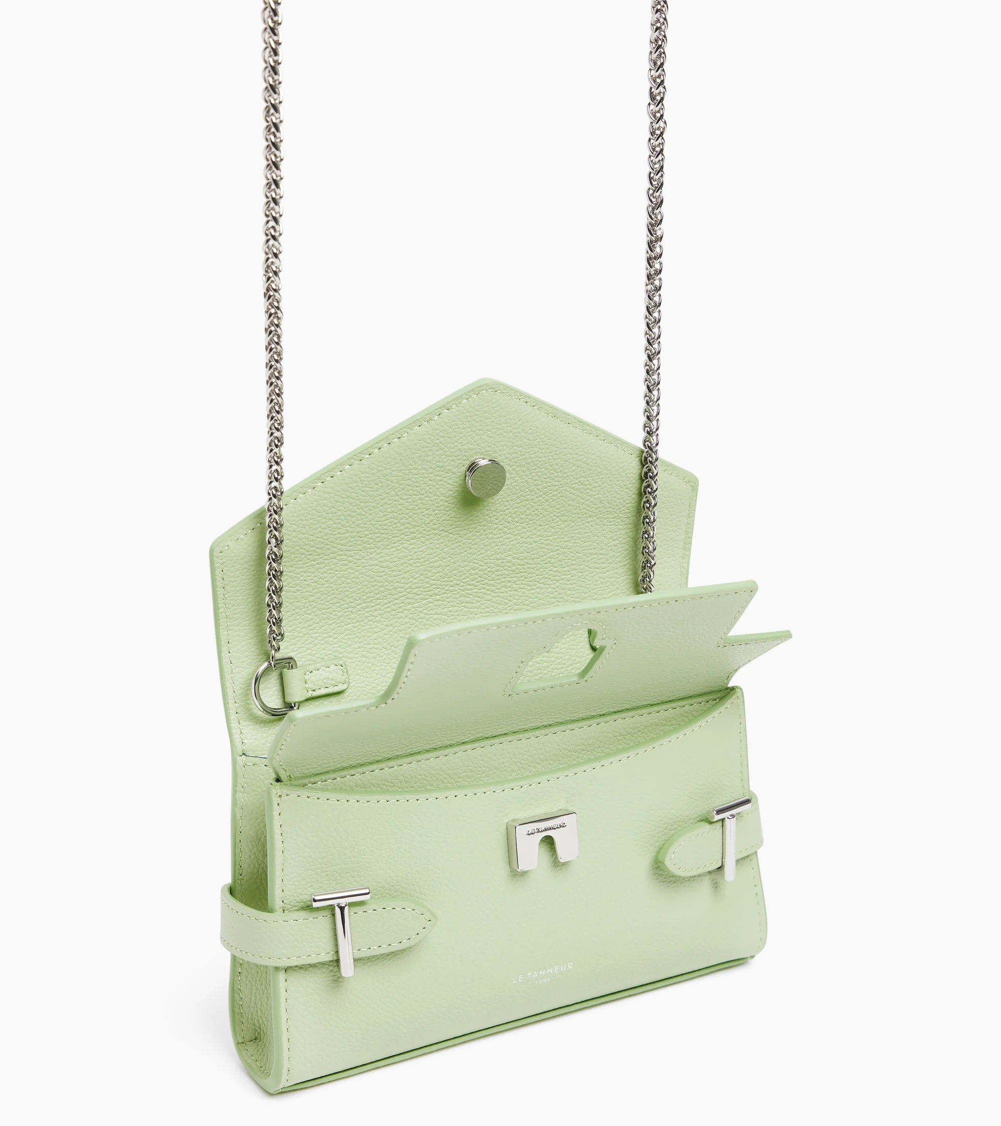 Emilie double flap small pouch in grained leather - Image 4