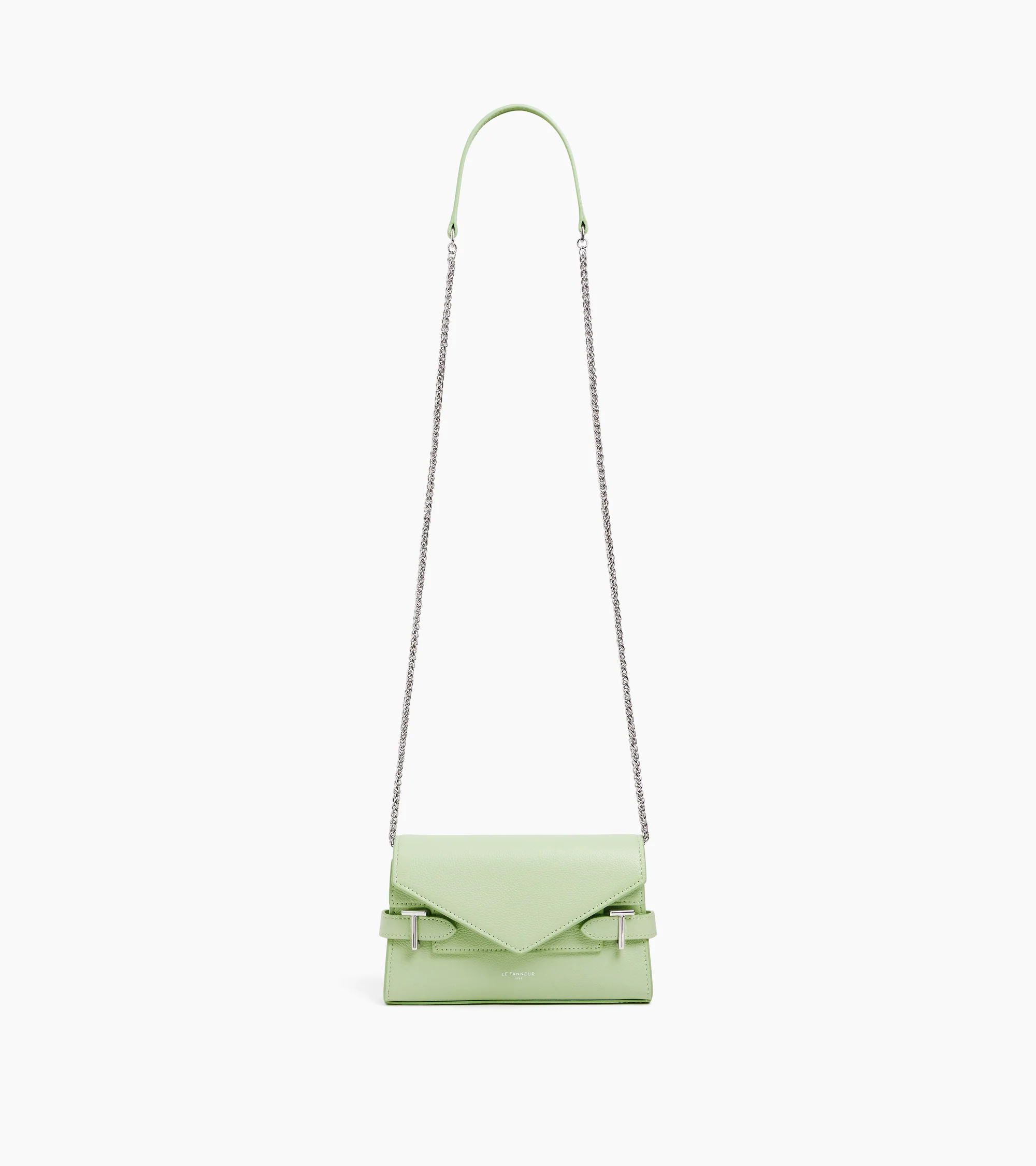 Emilie double flap small pouch in grained leather - Image 7
