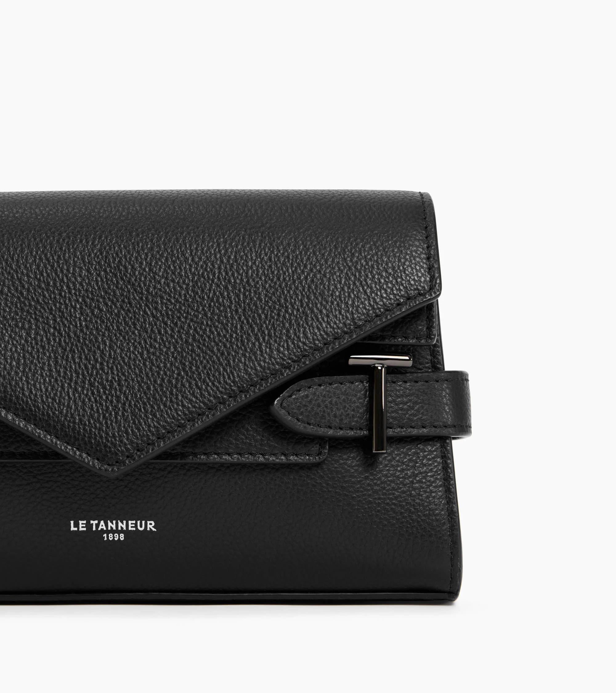 Emilie double flap small pouch in grained leather - Image 2