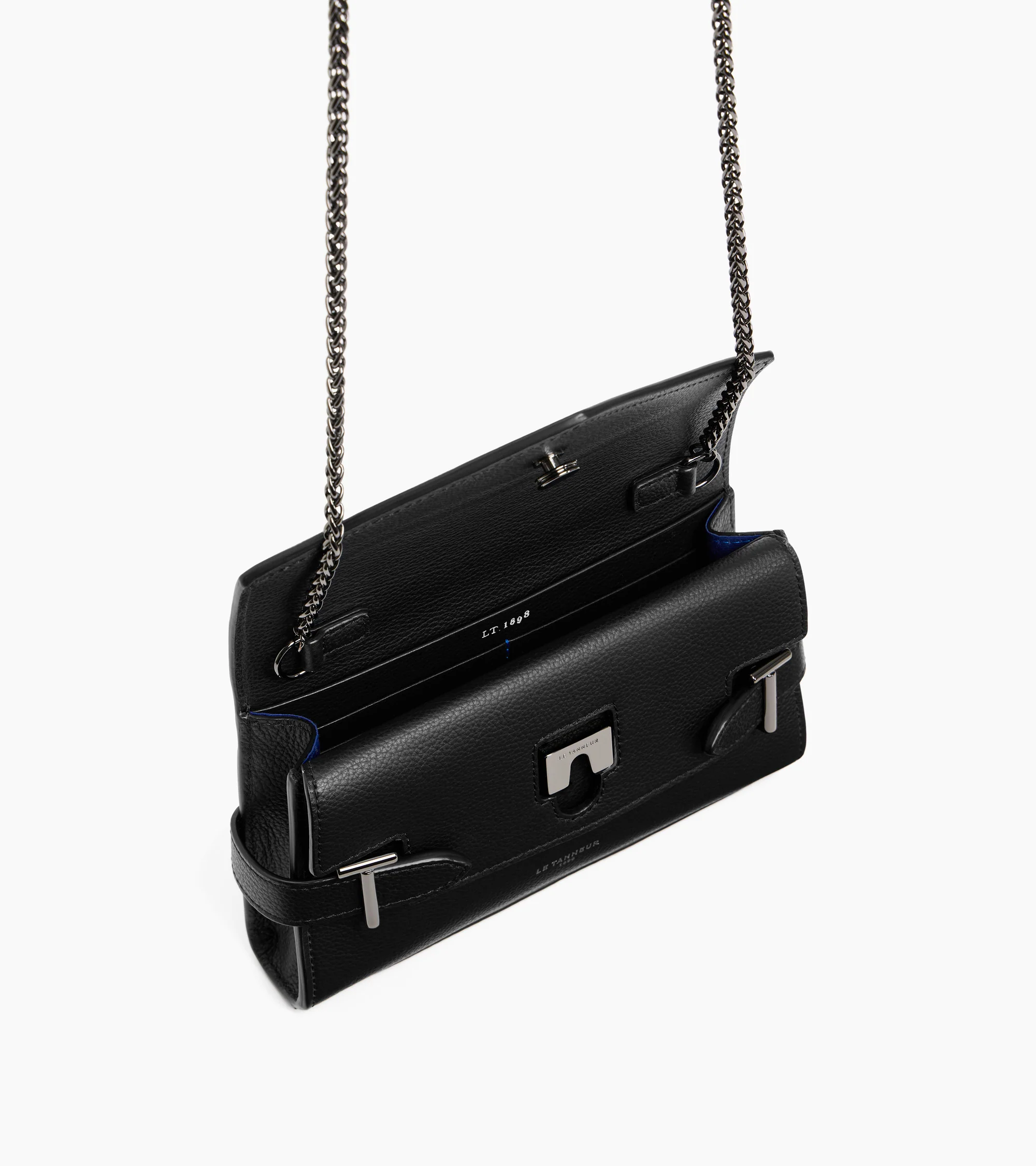 Emilie double flap small pouch in grained leather - Image 3