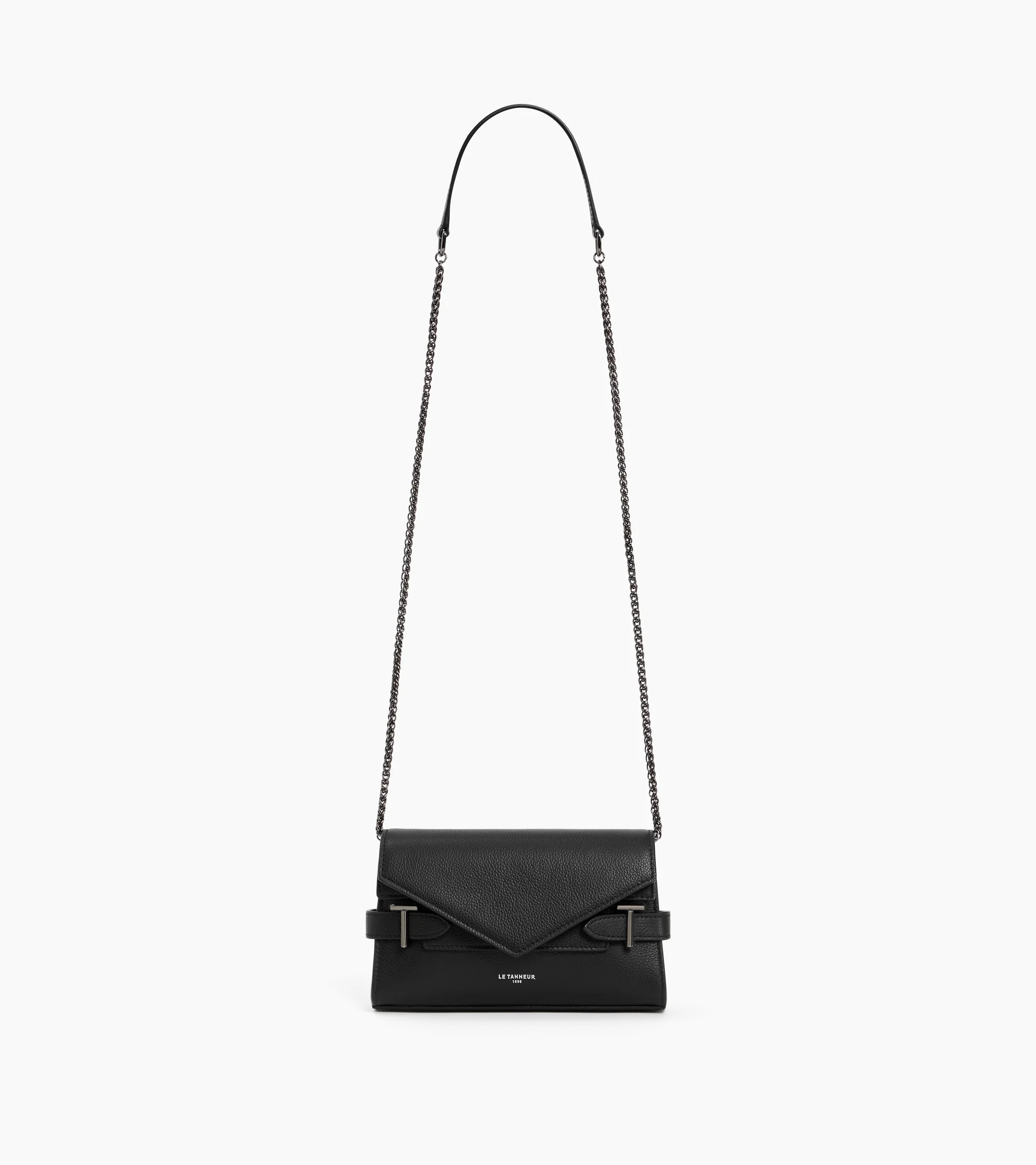 Emilie double flap small pouch in grained leather - Image 7