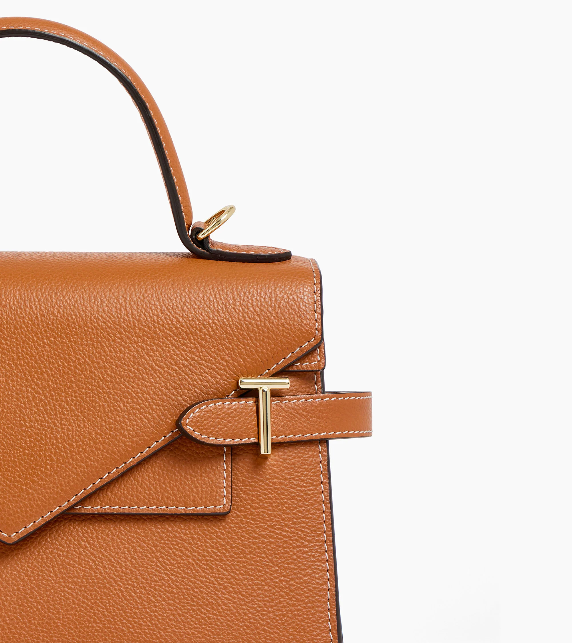 Emilie medium handbag with double flap in grained leather - Image 3