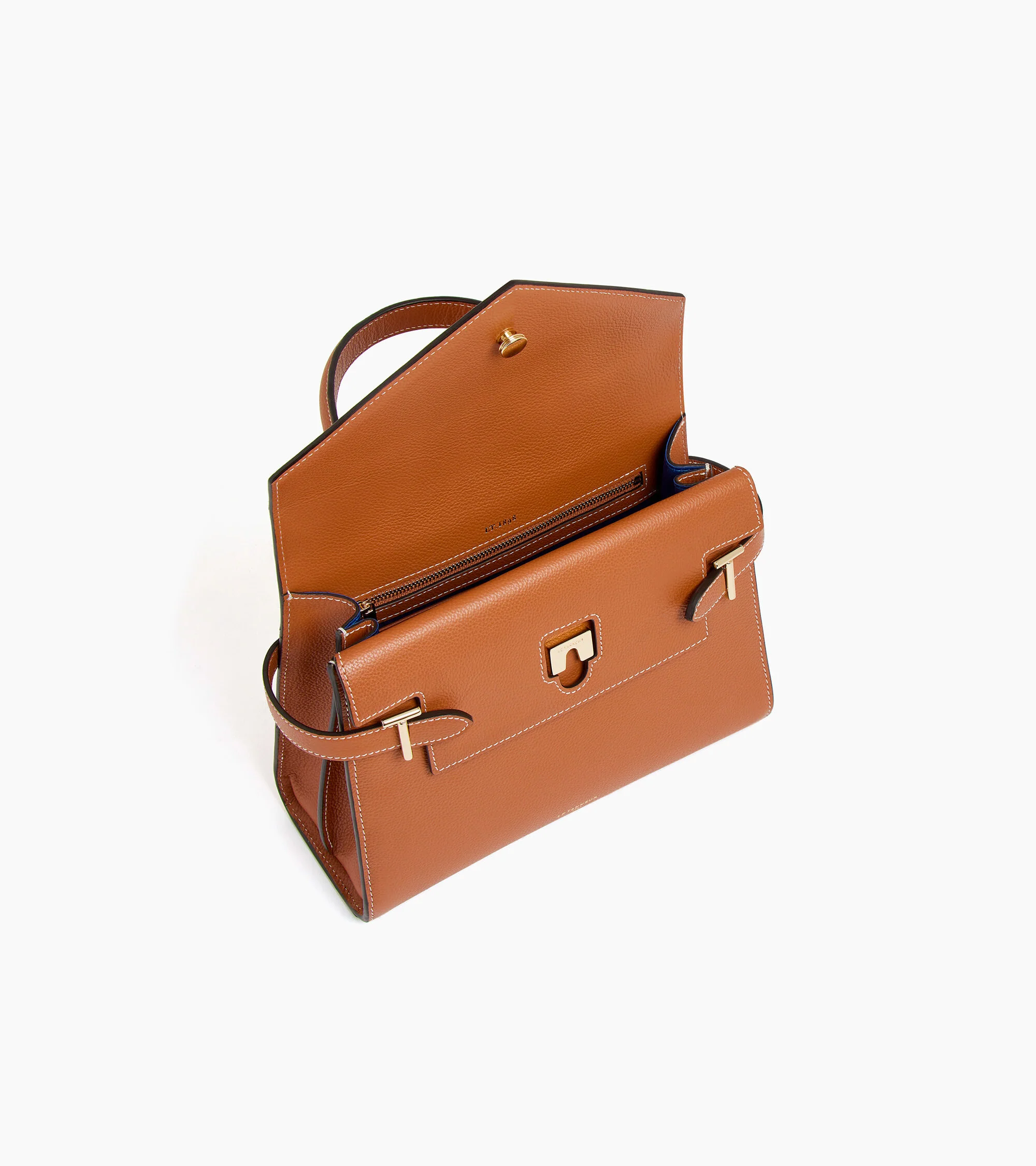 Emilie medium handbag with double flap in grained leather - Image 4