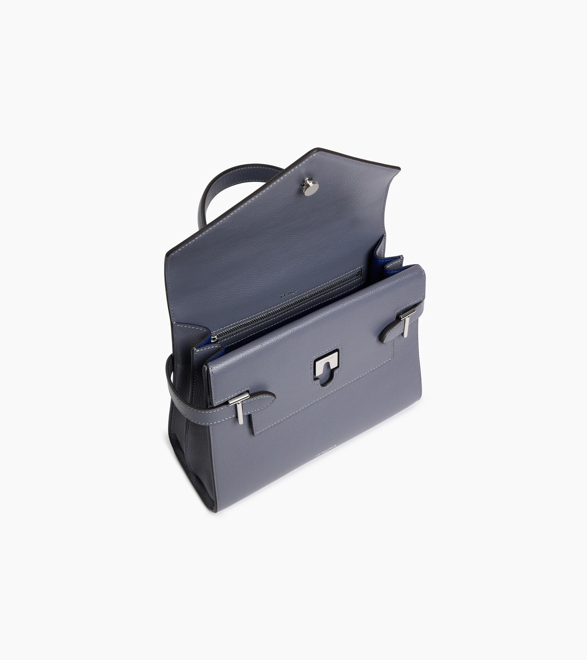 Emilie medium handbag with double flap in grained leather - Image 4