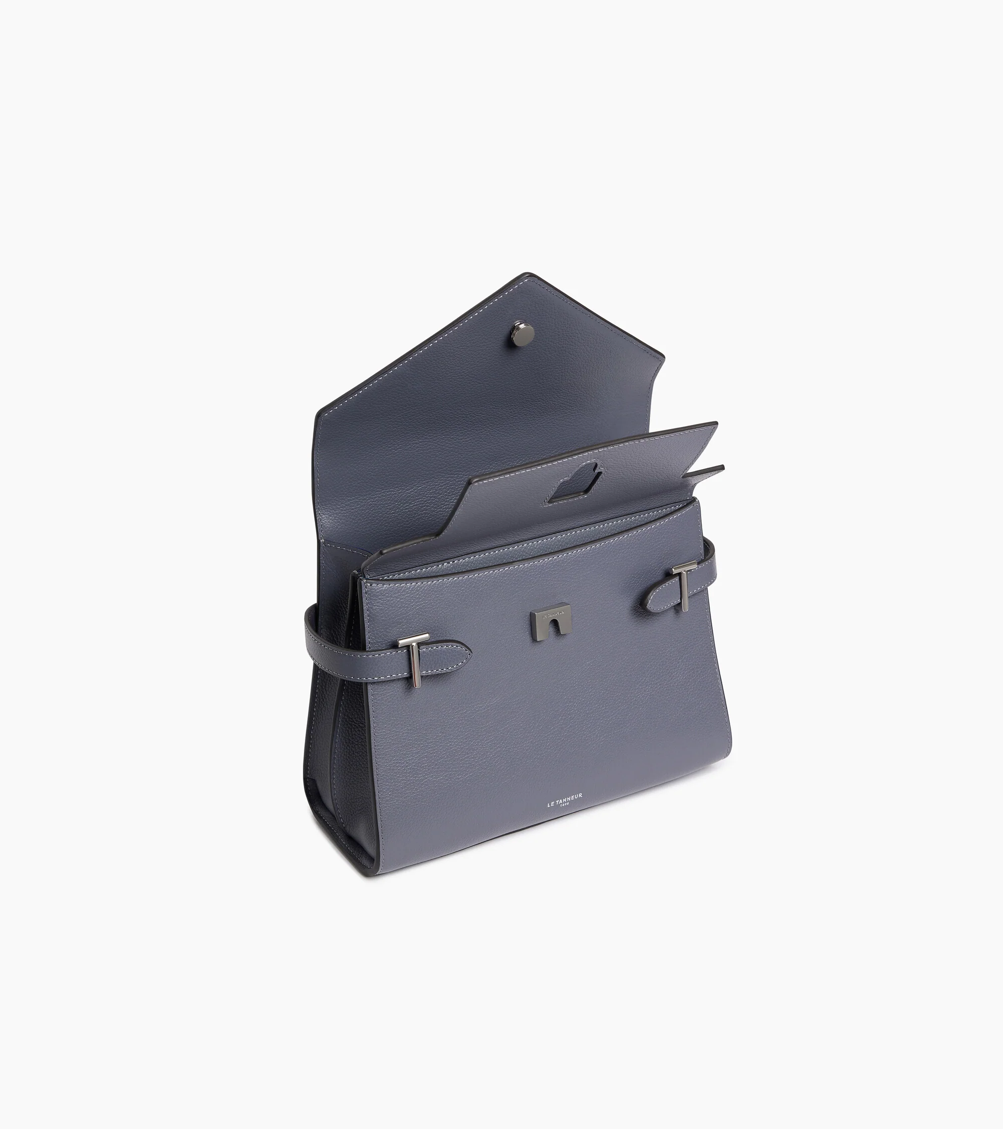 Emilie medium handbag with double flap in grained leather - Image 5