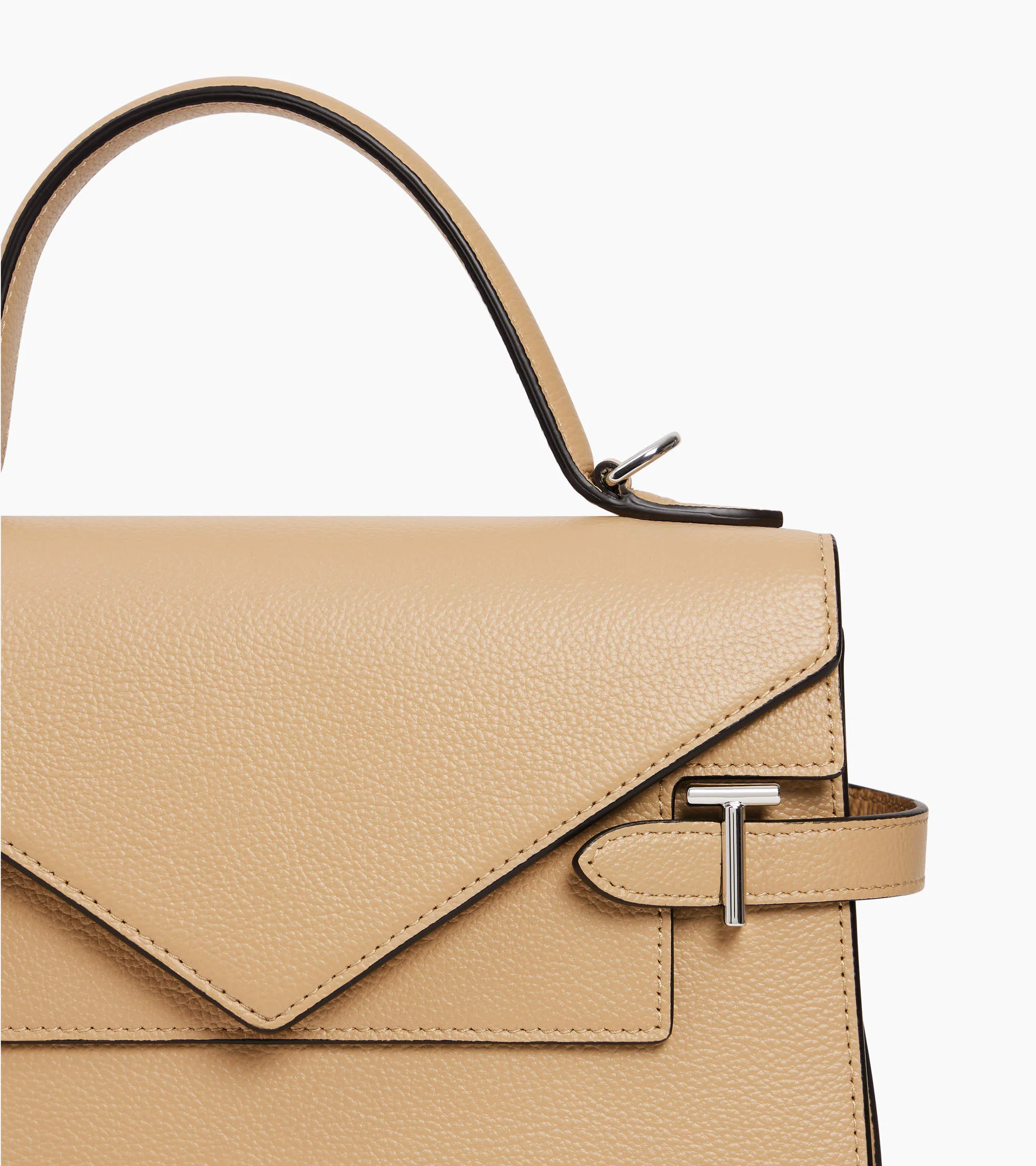 Emilie medium handbag with double flap in grained leather - Image 2