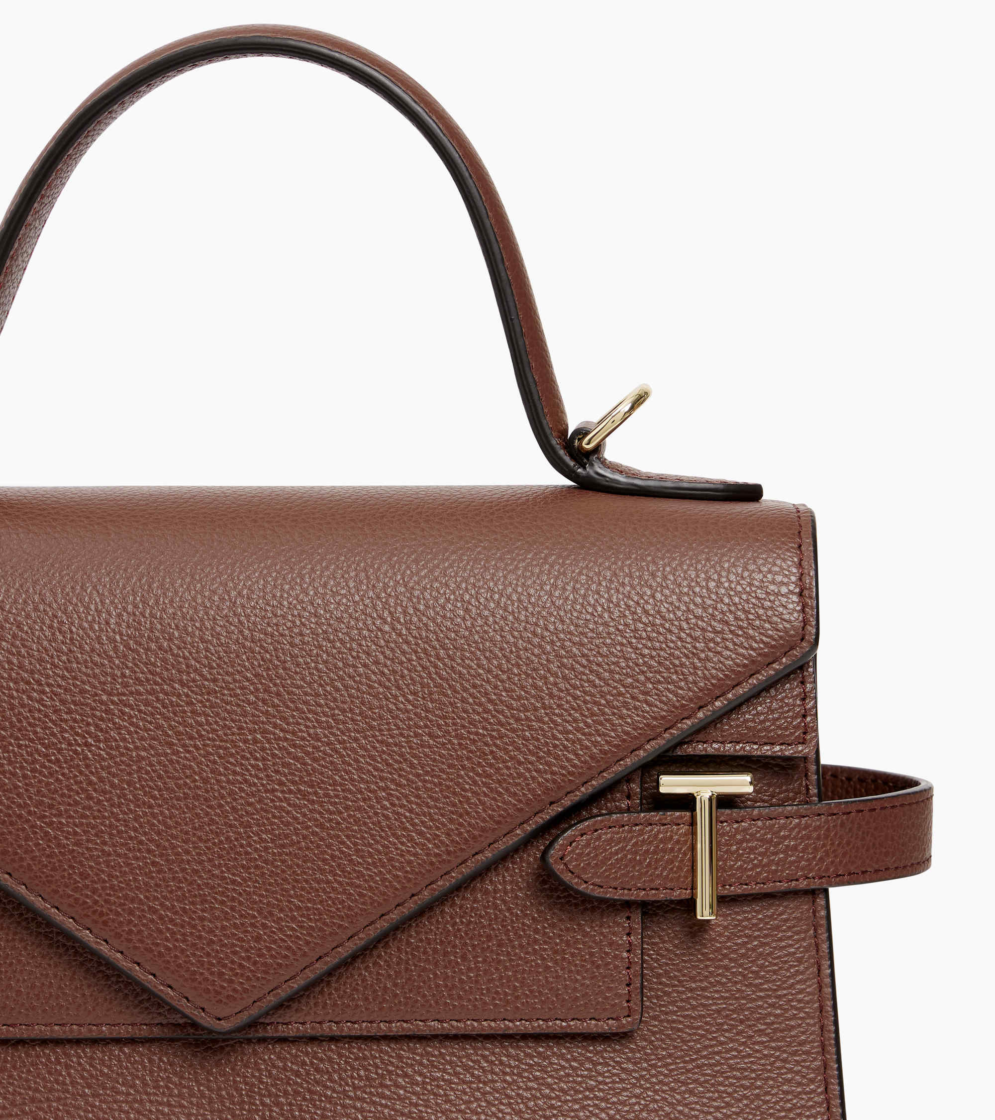 Emilie medium handbag with double flap in grained leather - Image 2