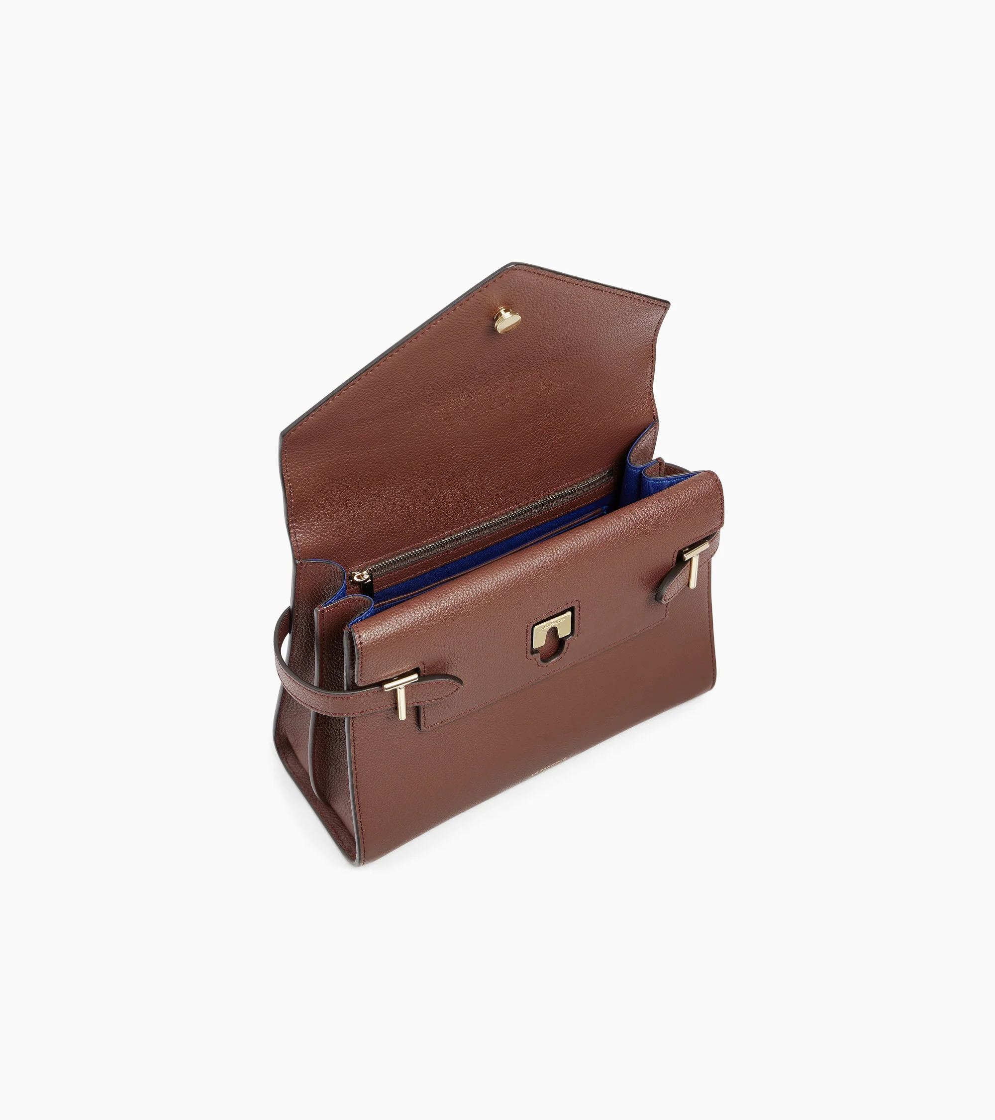 Emilie medium handbag with double flap in grained leather - Image 3