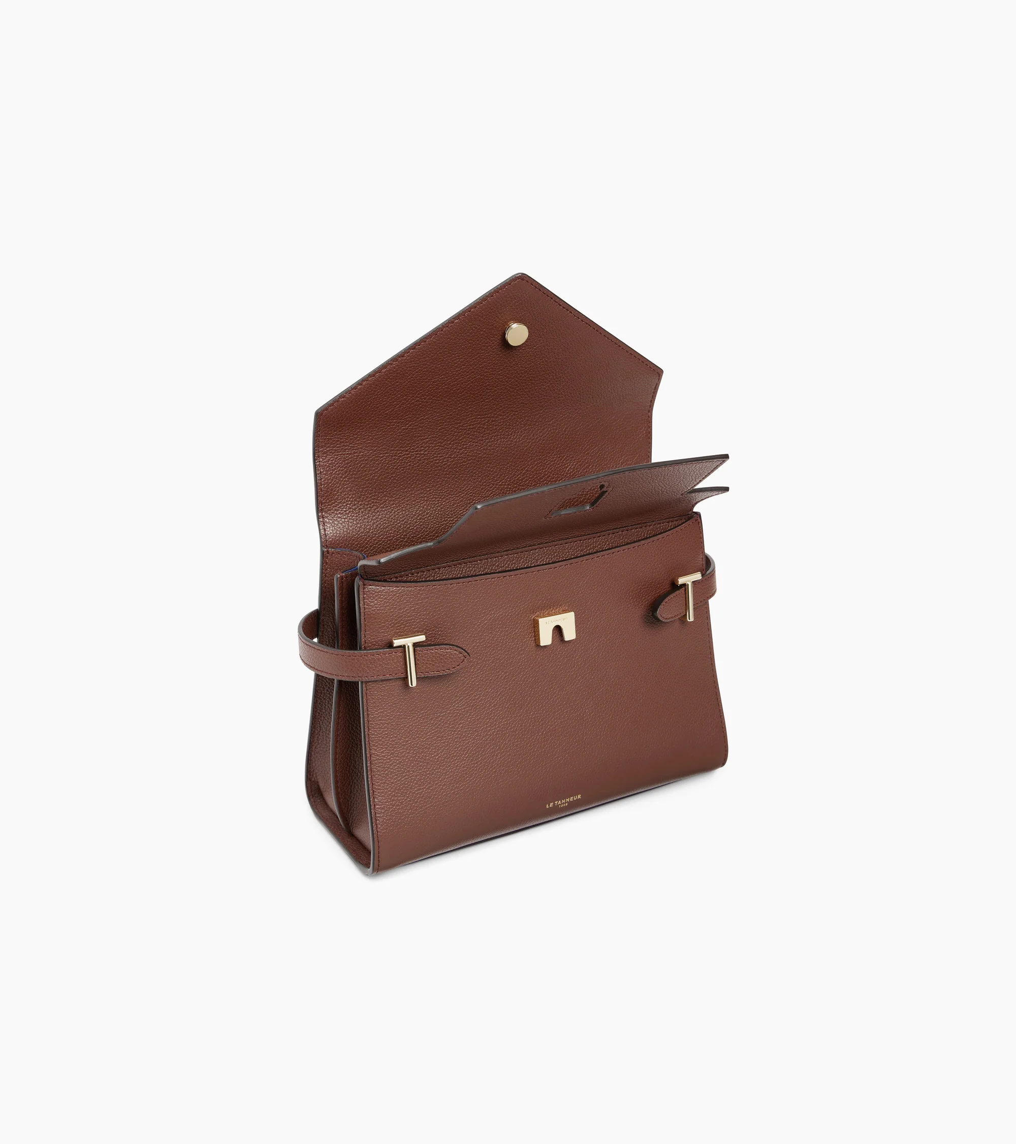 Emilie medium handbag with double flap in grained leather - Image 4