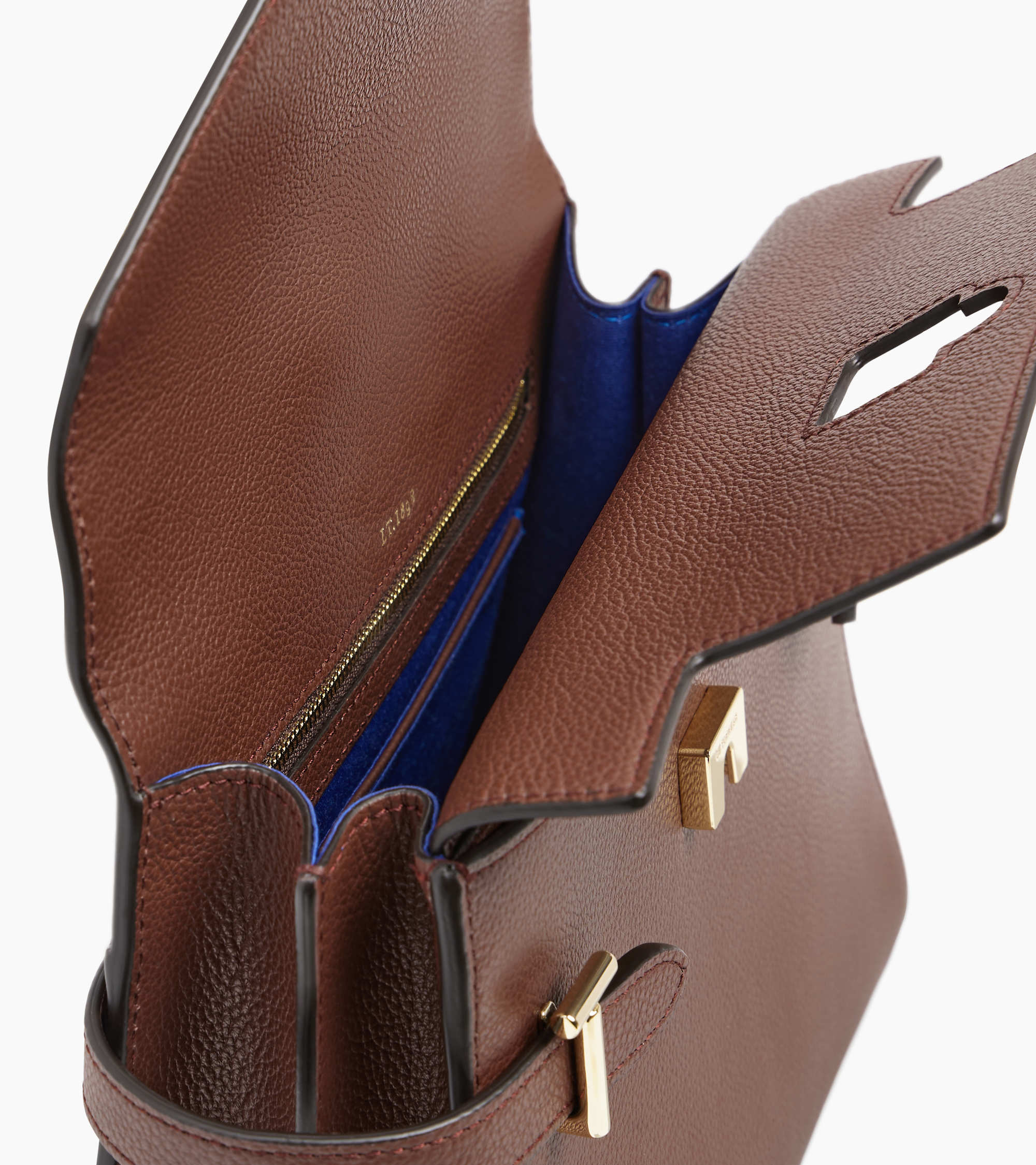 Emilie medium handbag with double flap in grained leather - Image 6