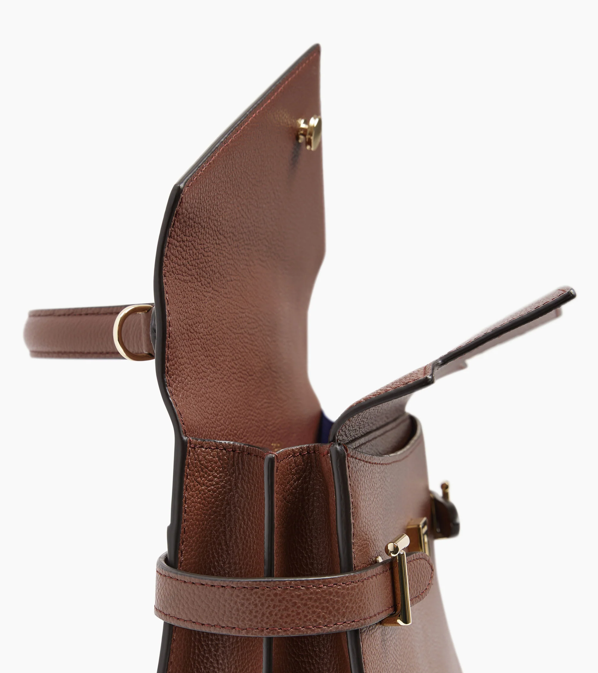 Emilie medium handbag with double flap in grained leather - Image 7