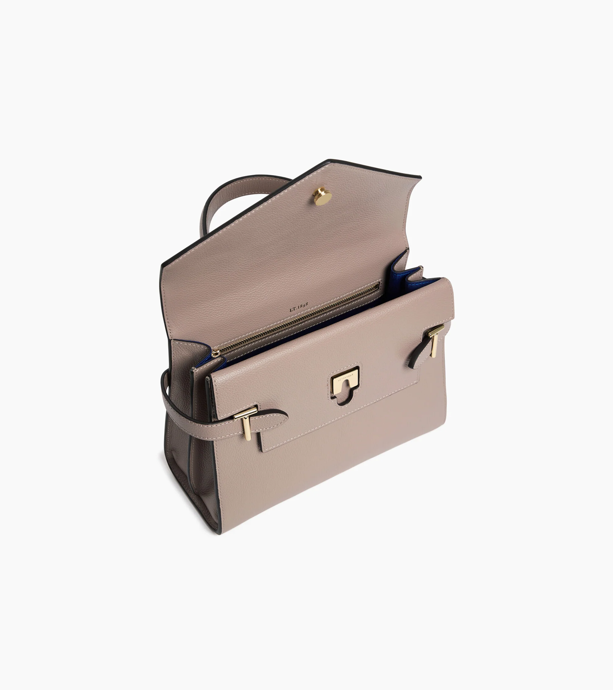 Emilie medium handbag with double flap in grained leather - Image 4