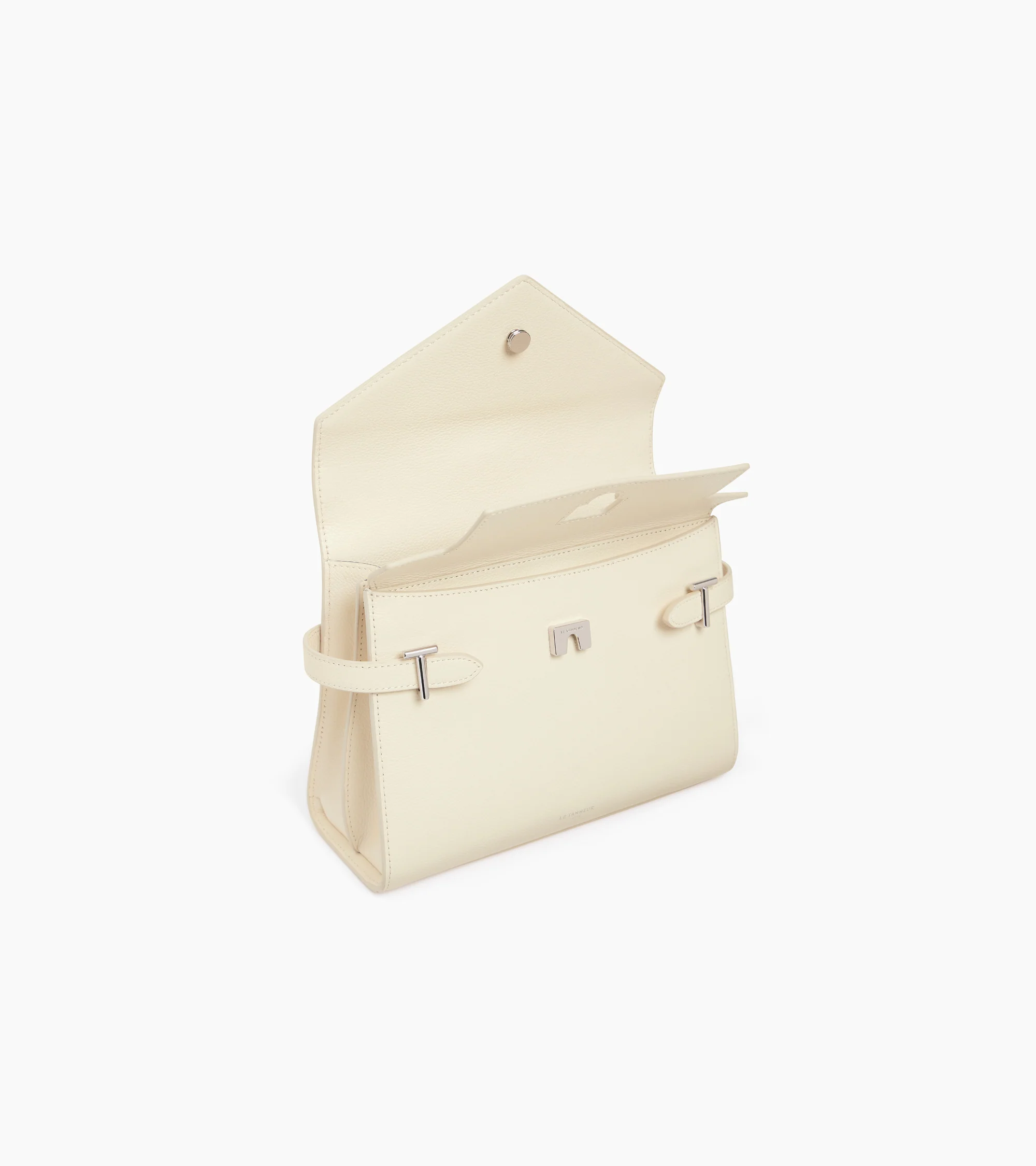 Emilie medium handbag with double flap in grained leather - Image 4