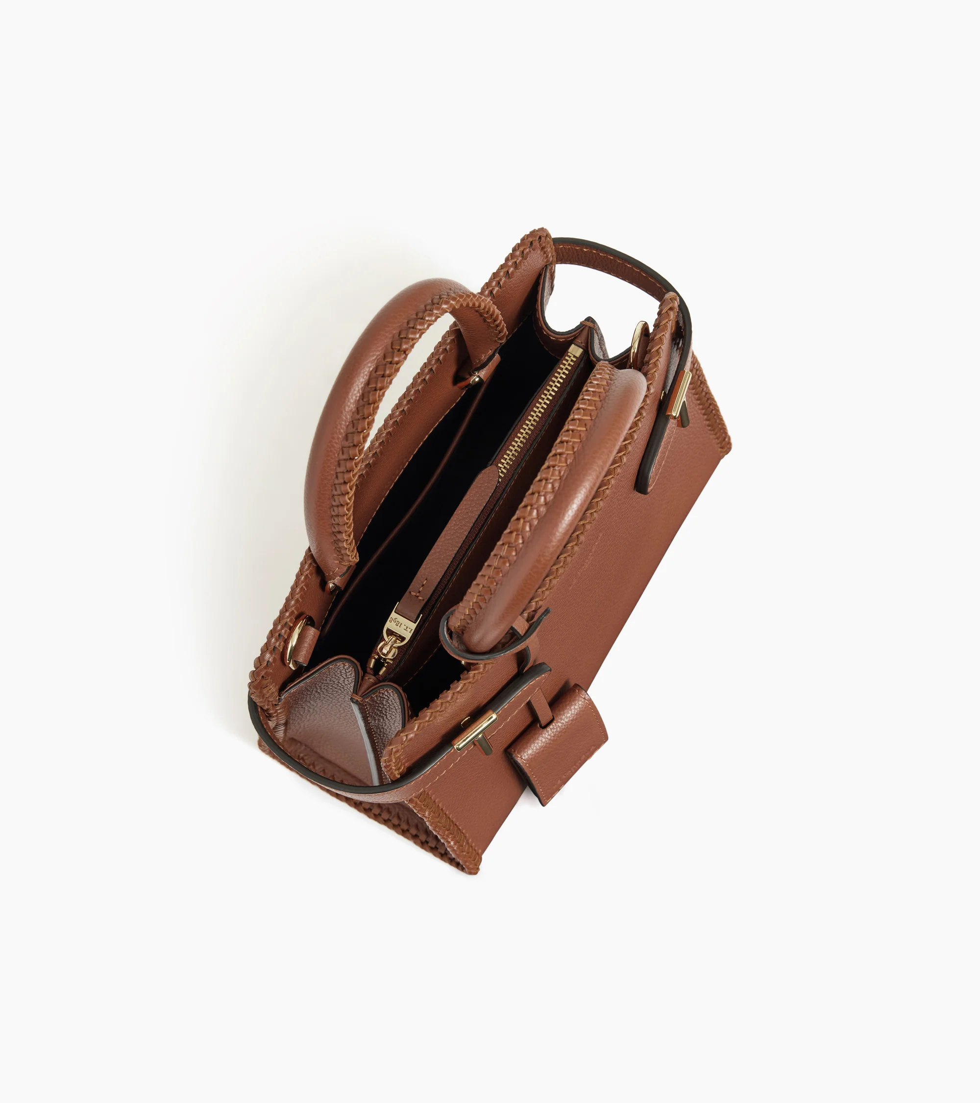 Emilie small handbag in grained leather with topstitching - Image 3