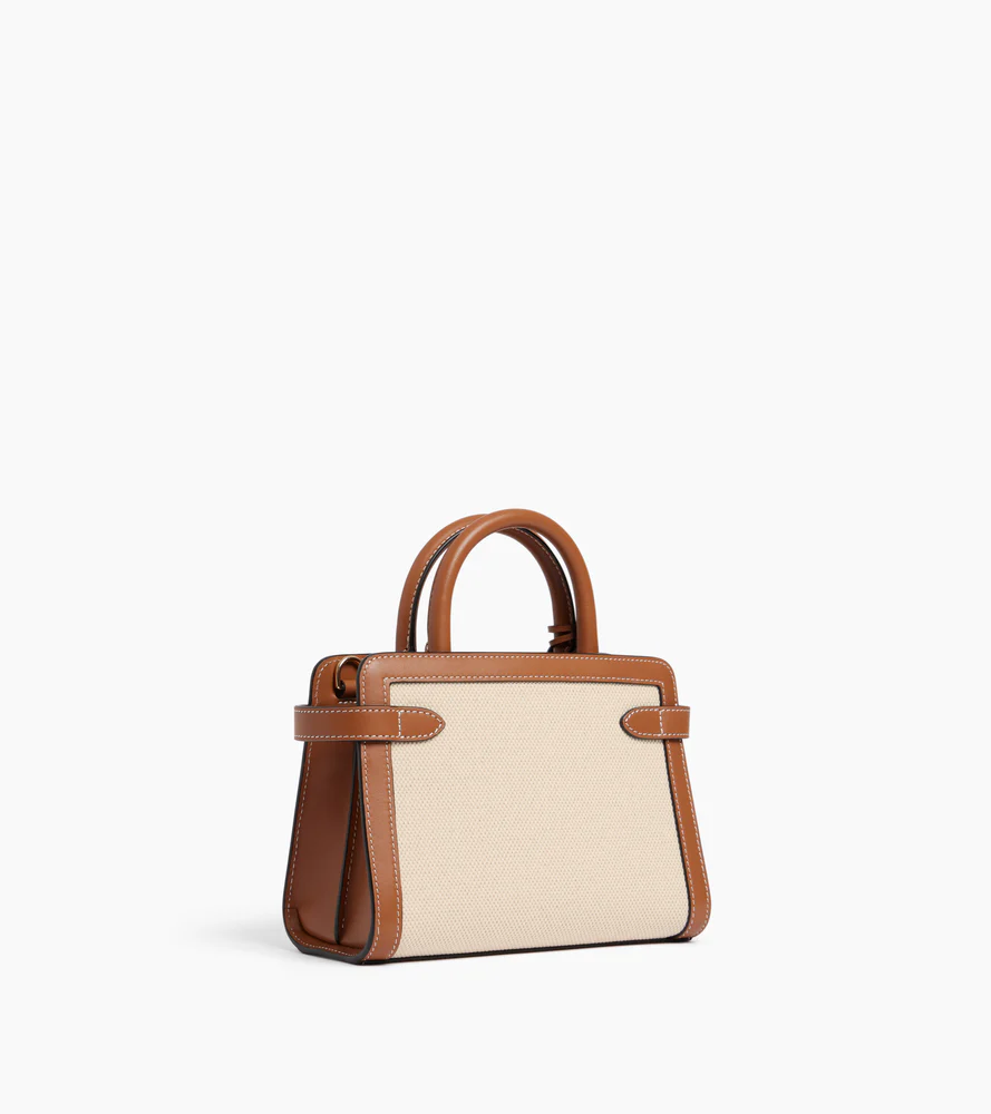 Emilie small handbag in cotton canvas and smooth leather - Image 4