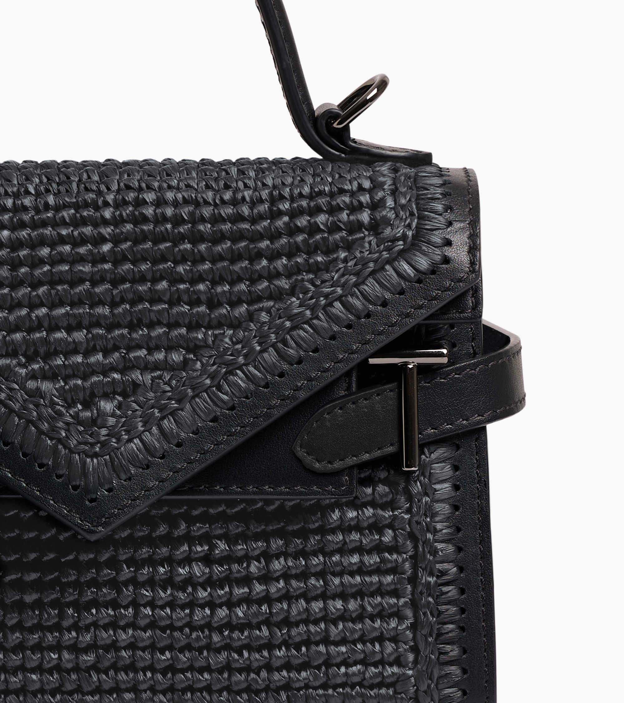 Emilie small handbag in raffia effect and smooth leather - Image 2