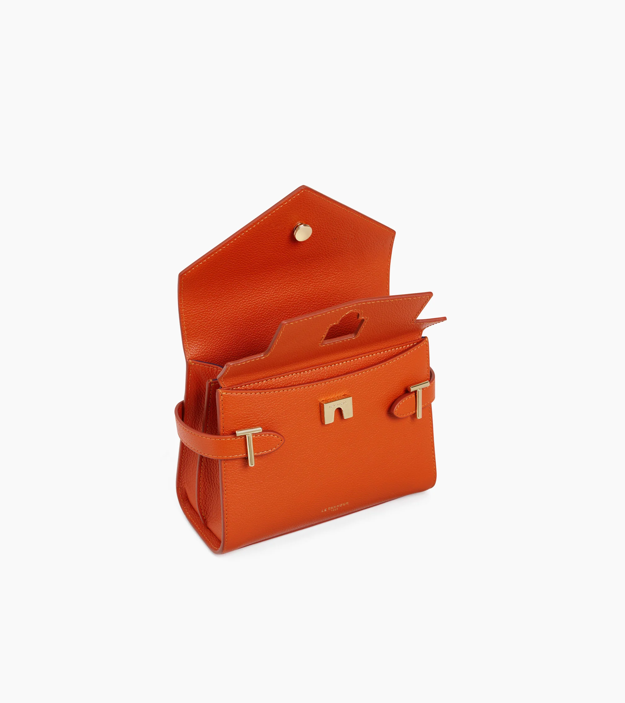 Emilie small handbag with double flap in grained leather - Image 4