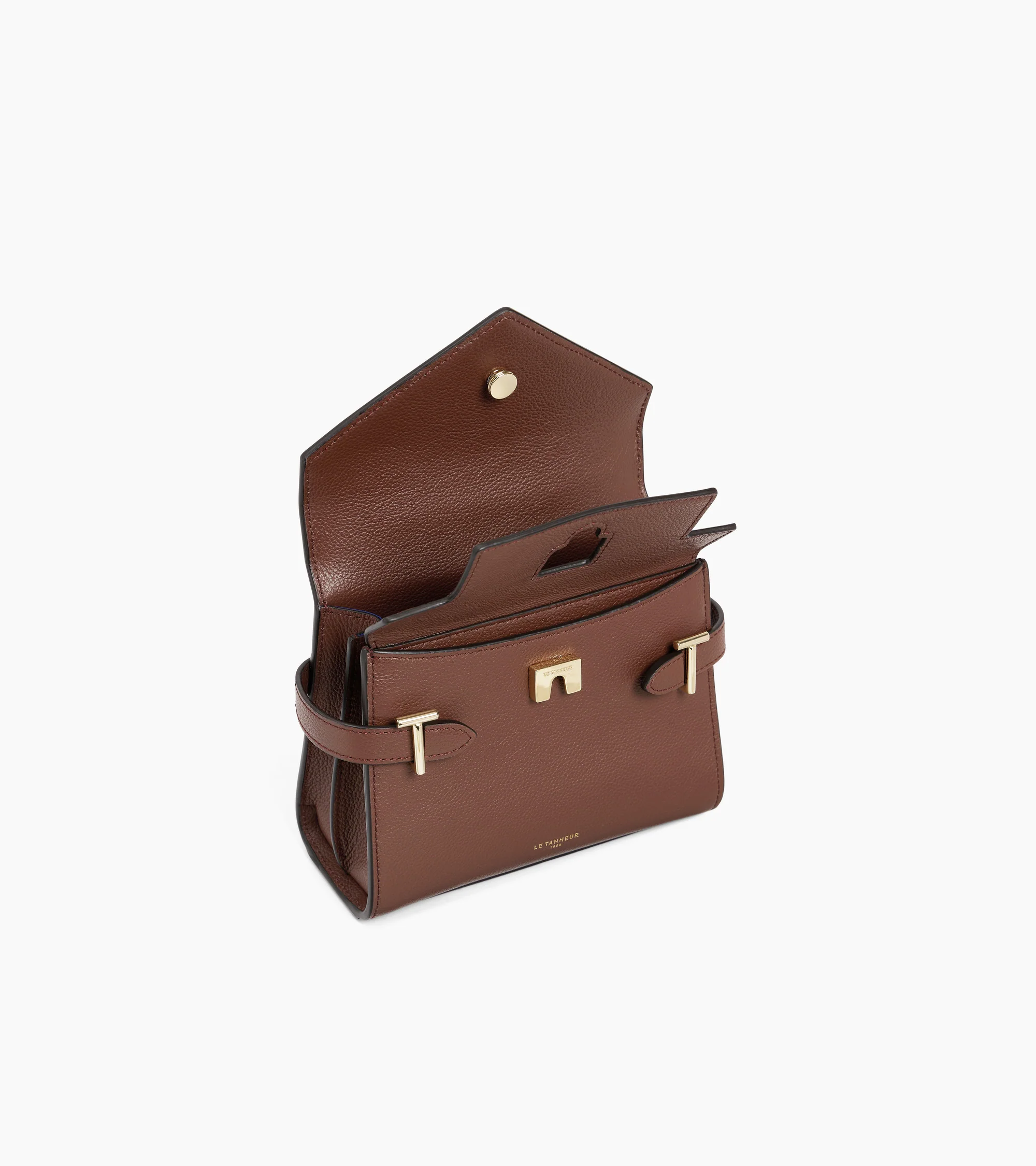 Emilie small handbag with double flap in grained leather - Image 4