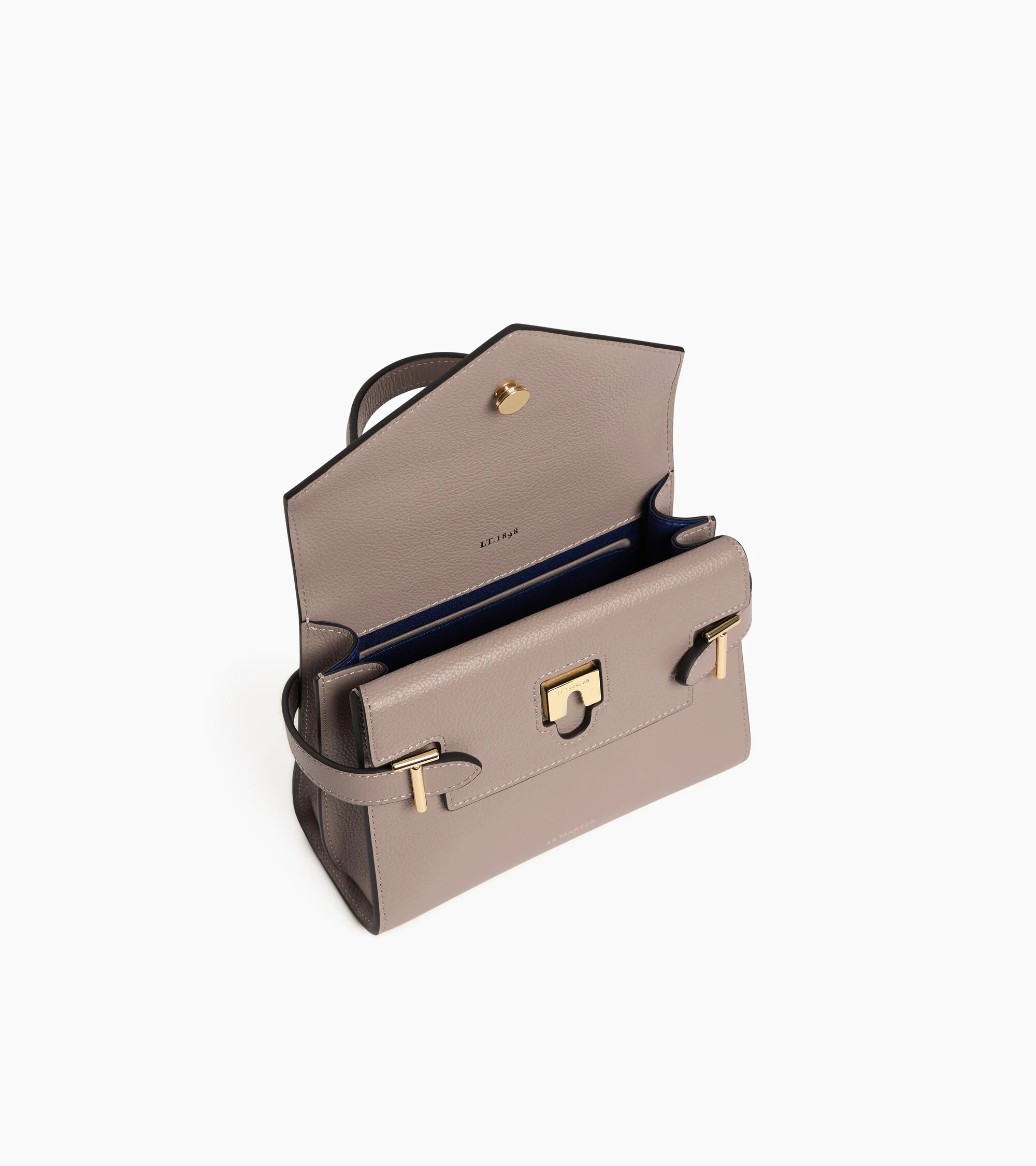 Emilie small handbag with double flap in grained leather - Image 4