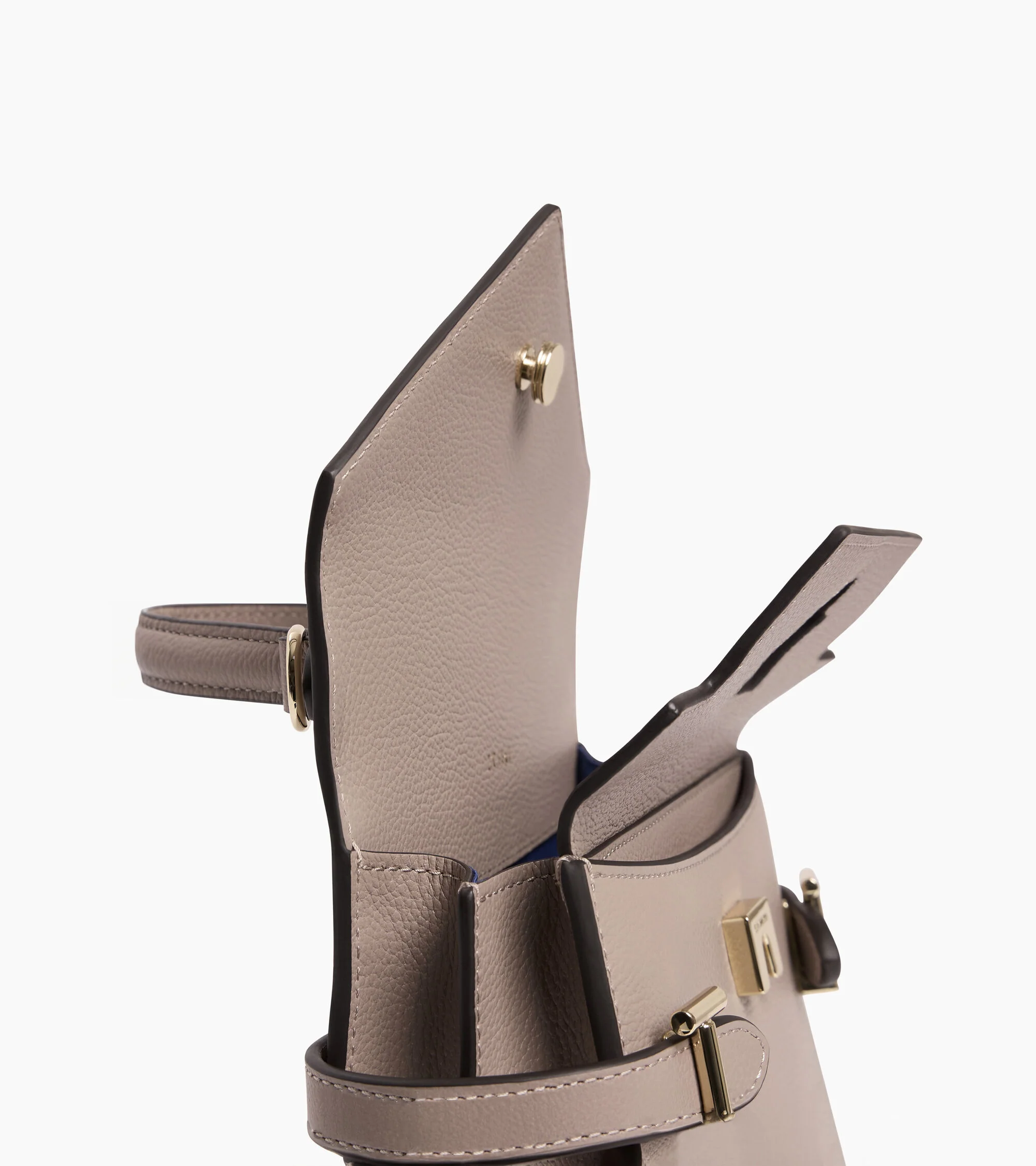 Emilie small handbag with double flap in grained leather - Image 8