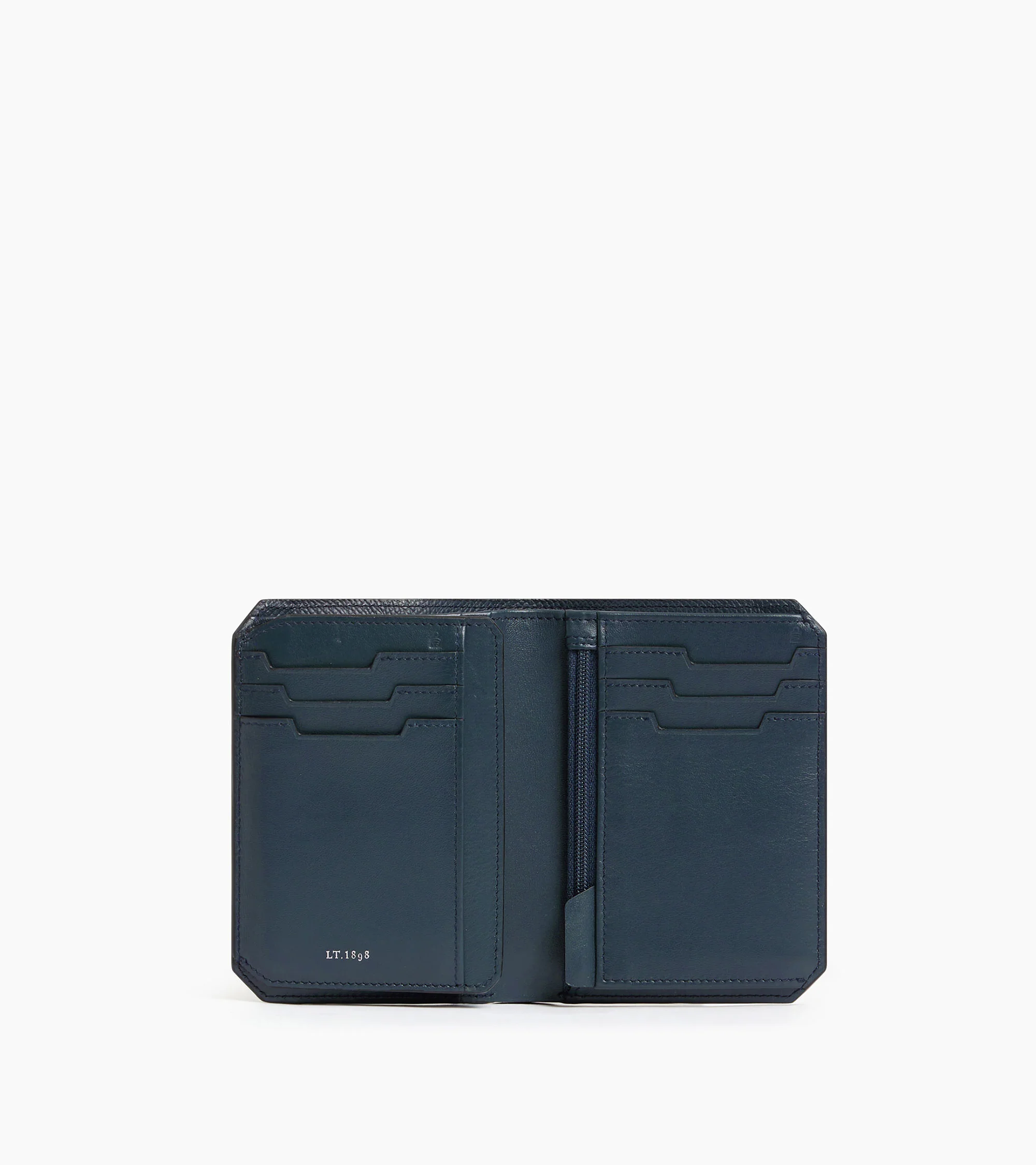 Gaston vertical wallet with 2 flaps in cross grain leather - Image 2