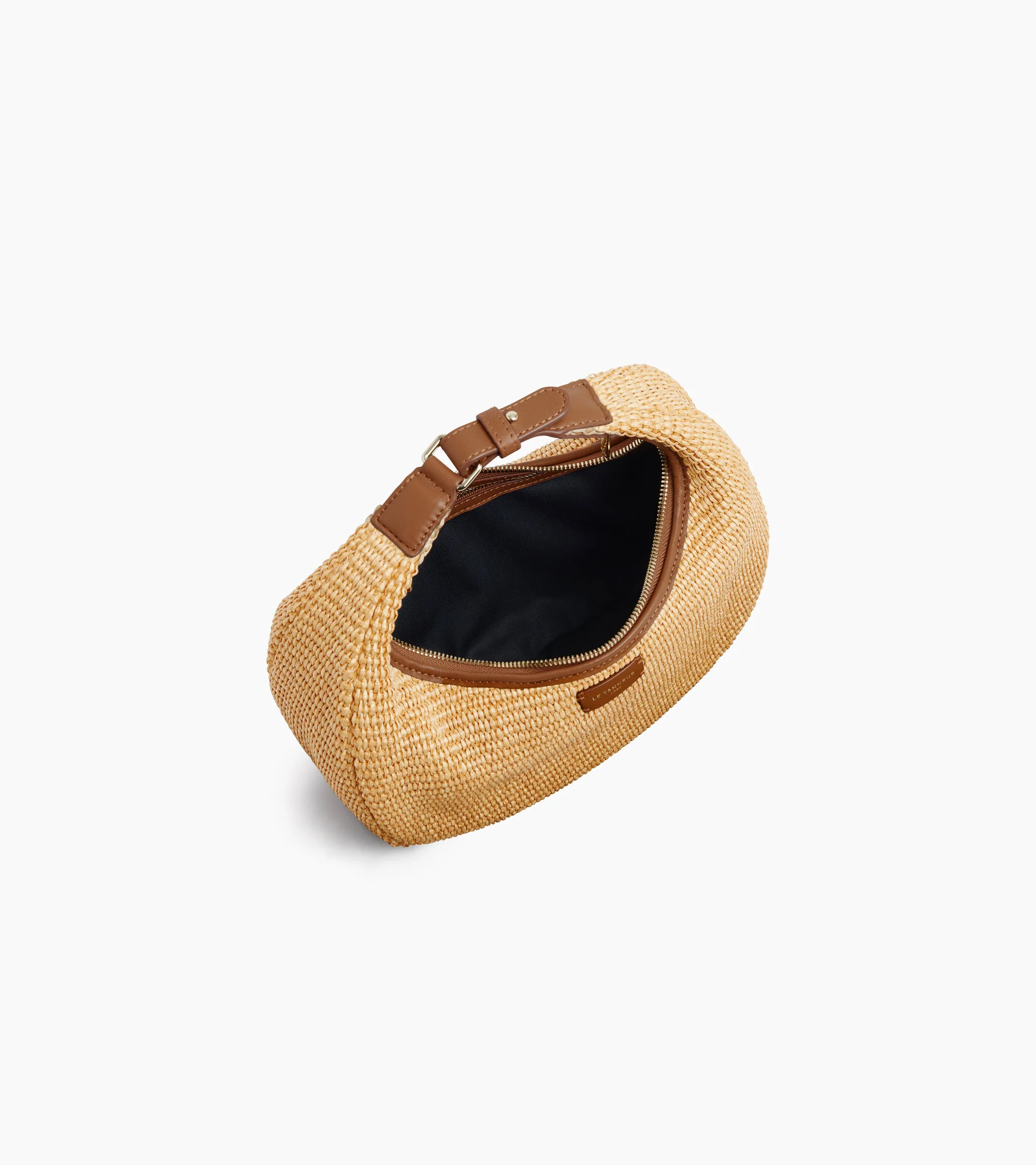 Juliette small hobo bag with raffia effect and smooth leather - Image 4