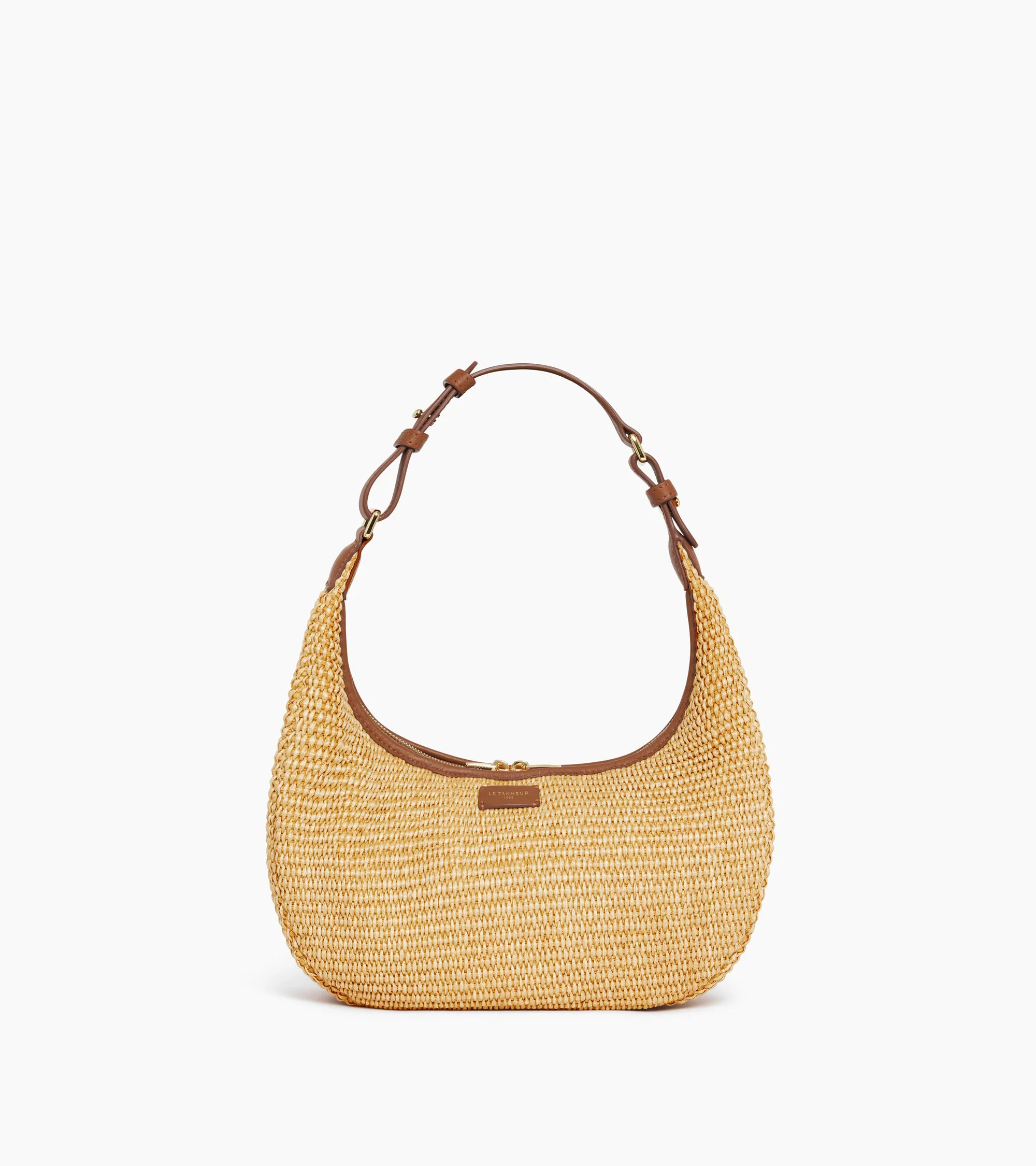 Juliette small hobo bag with raffia effect and smooth leather - Image 5