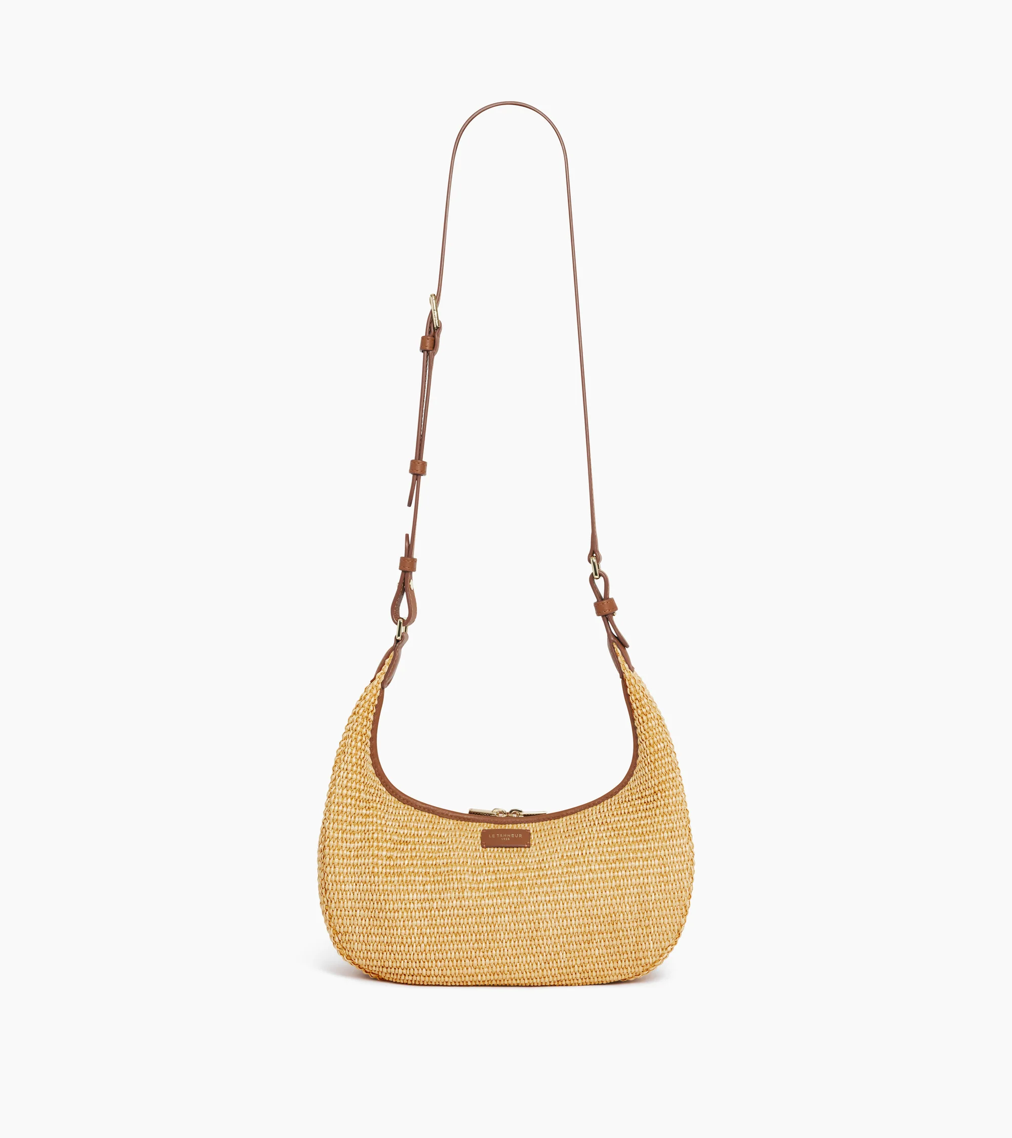 Juliette small hobo bag with raffia effect and smooth leather - Image 7