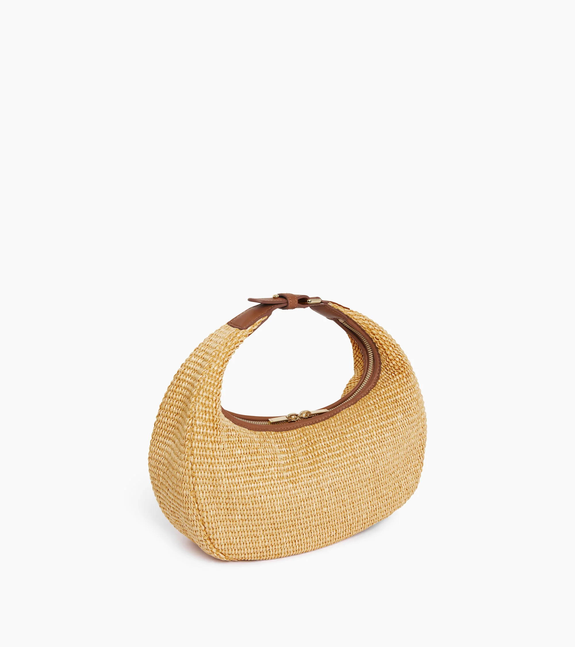 Juliette small hobo bag with raffia effect and smooth leather - Image 8