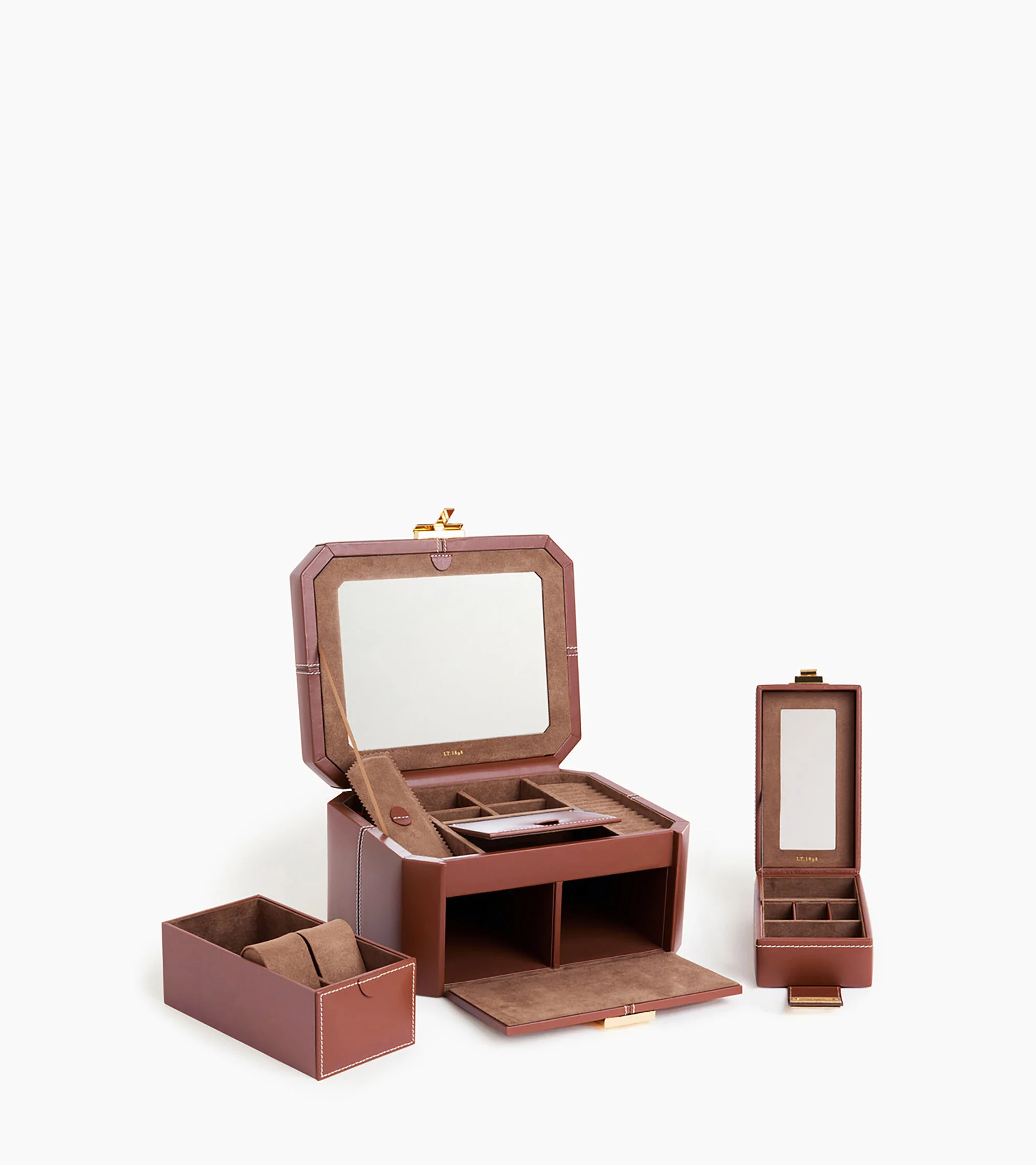 Large jewelry box with T-clasp in leather - Image 3