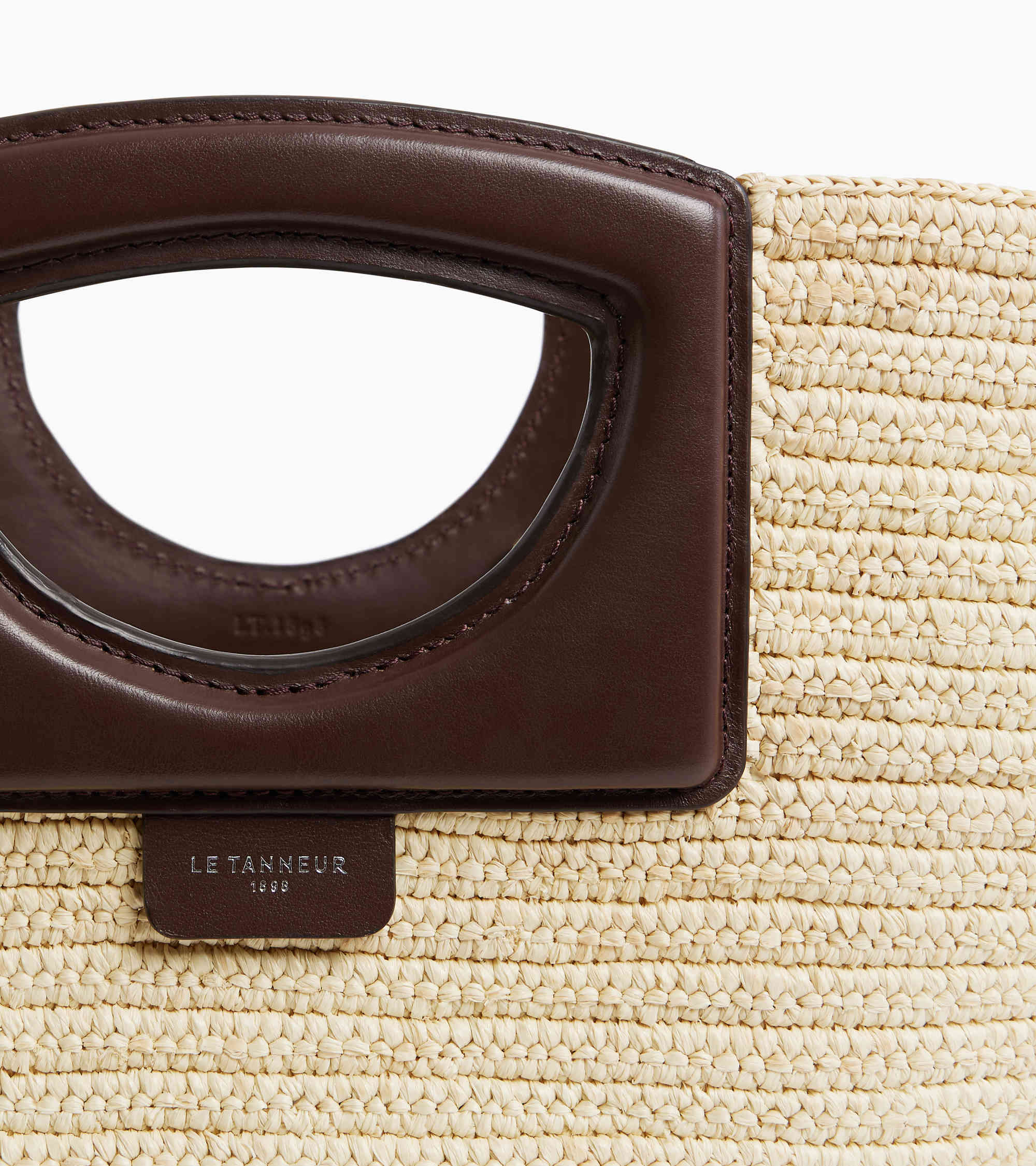 Large tote bag in natural raffia and smooth vegetable leather - Image 3
