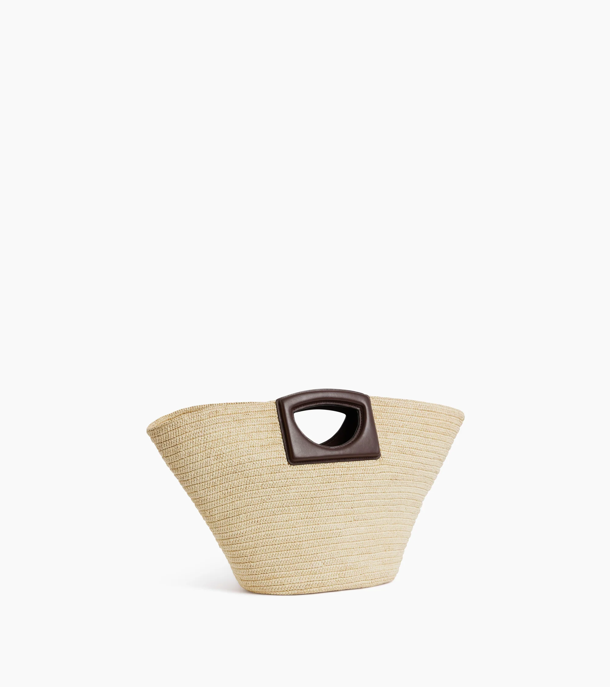 Large tote bag in natural raffia and smooth vegetable leather - Image 5