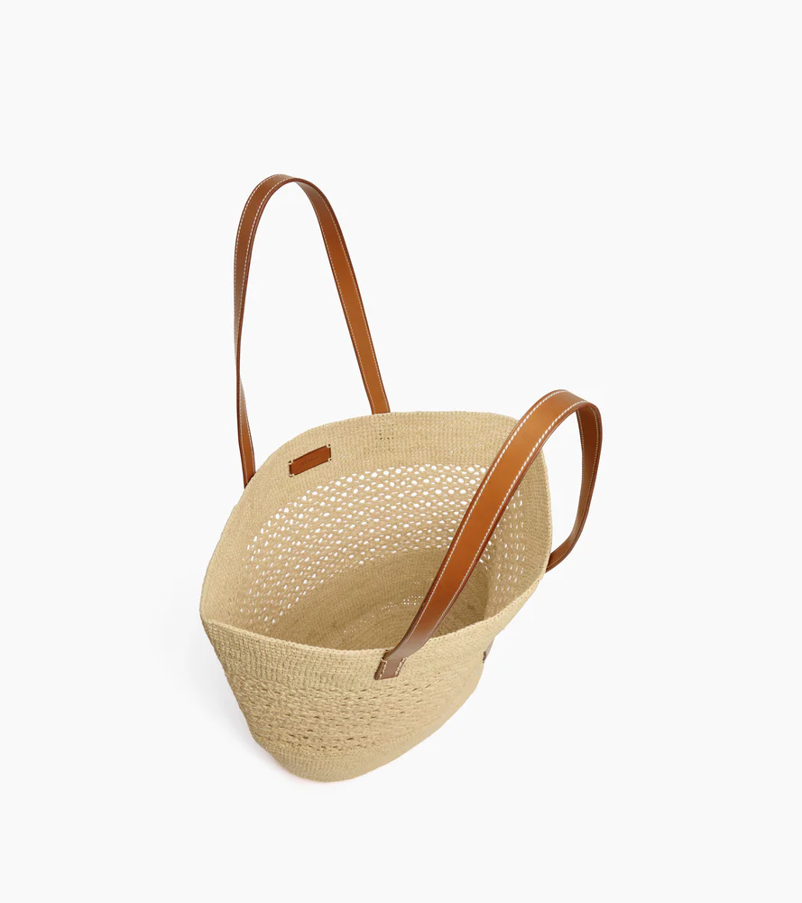 Le Nattier large tote bag in raffia and plant-based leather - Image 3