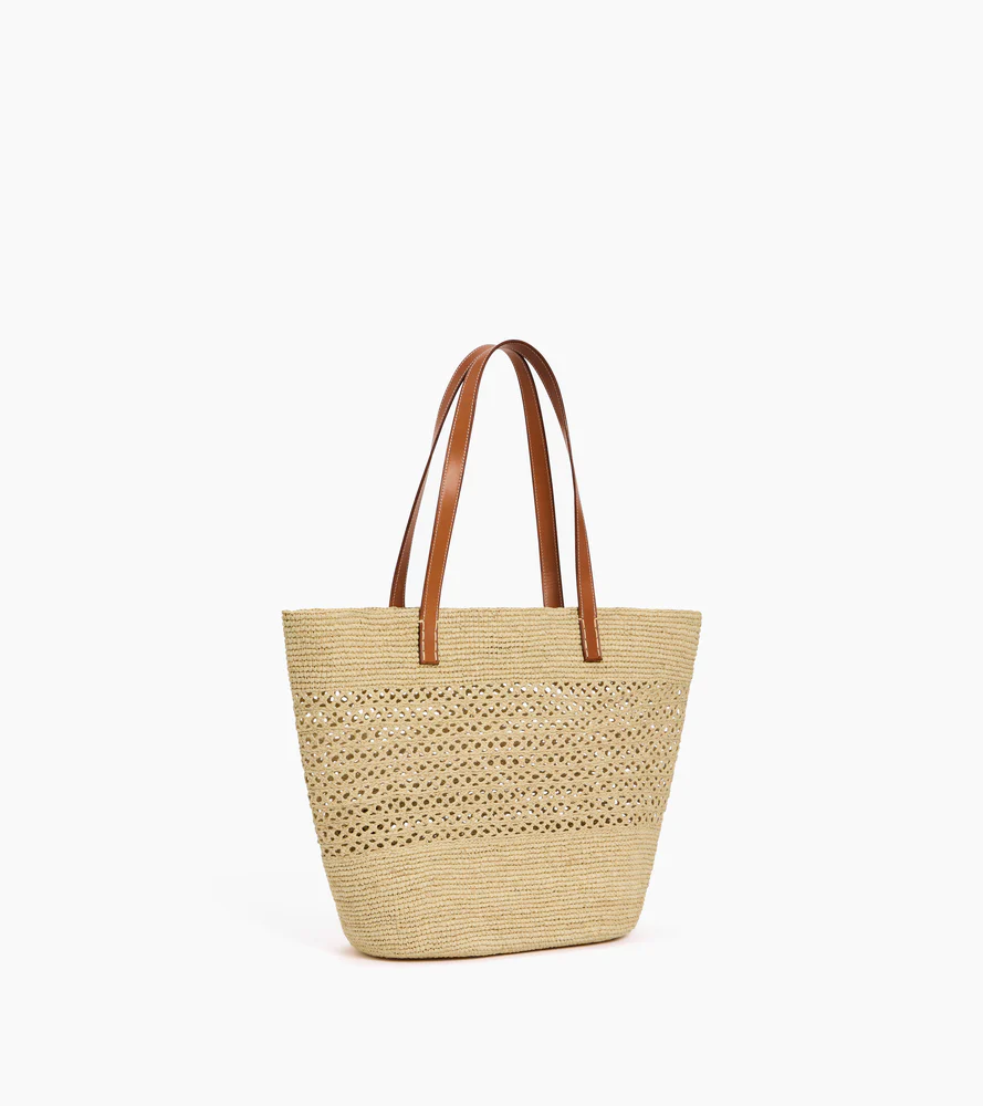 Le Nattier large tote bag in raffia and plant-based leather - Image 5