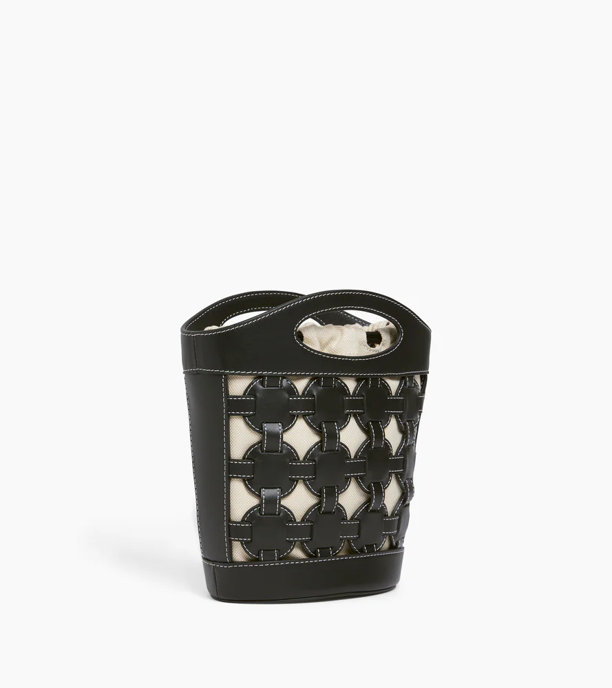 Small bucket bag Le Potier in canvas cotton and smooth leather - Image 6