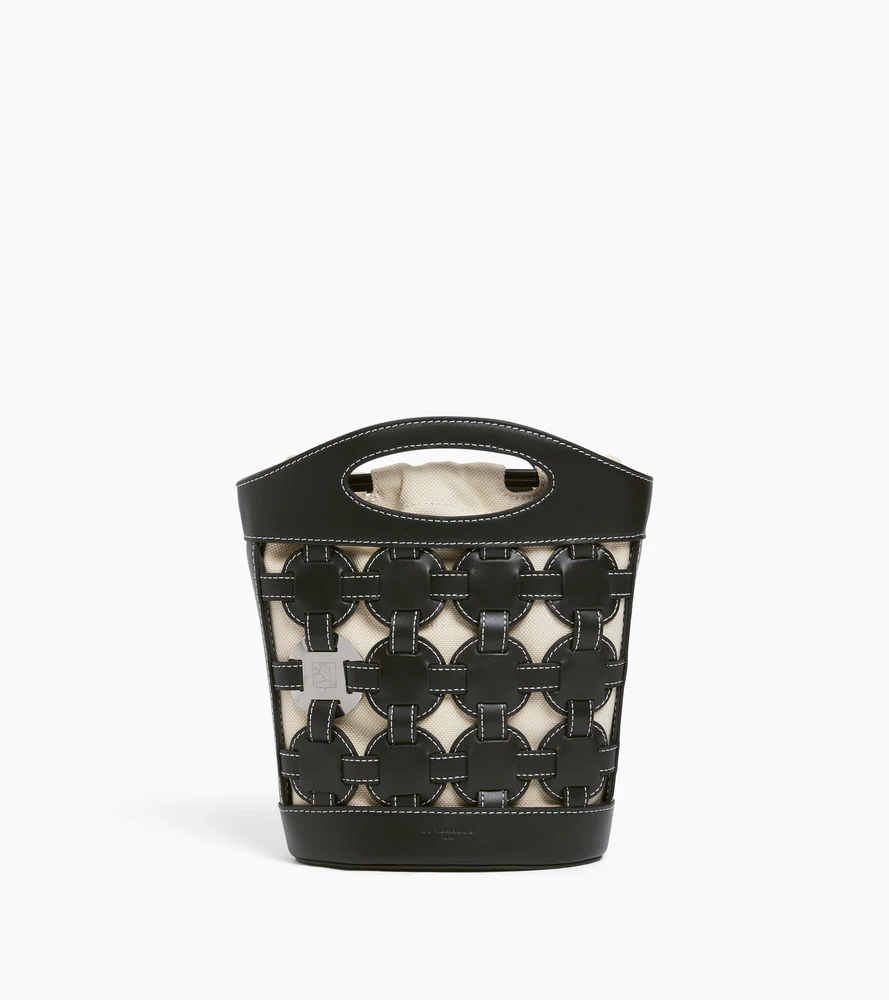 Small bucket bag Le Potier in canvas cotton and smooth leather - Image 7