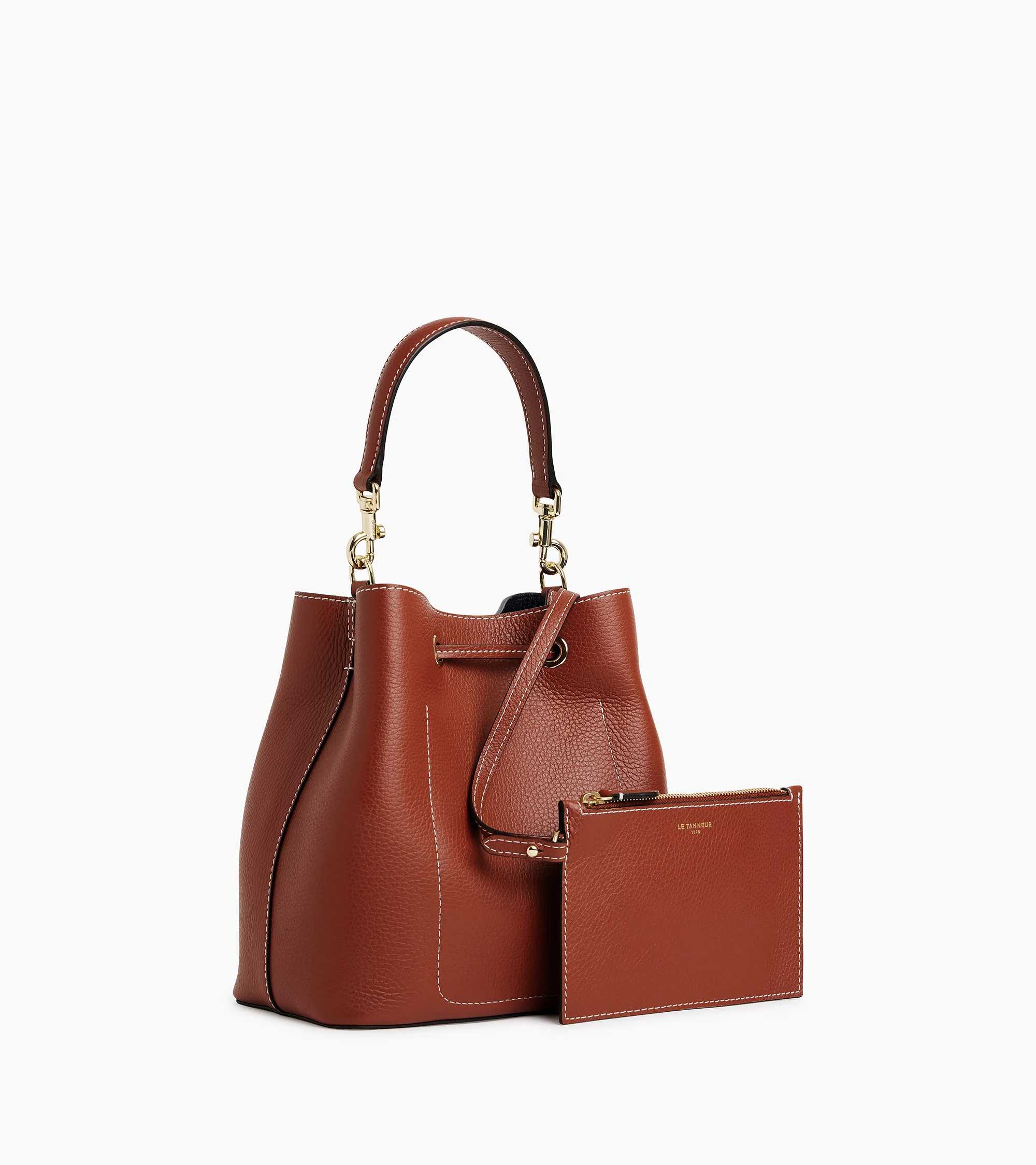 Louise bucket bag in grained leather - Image 4