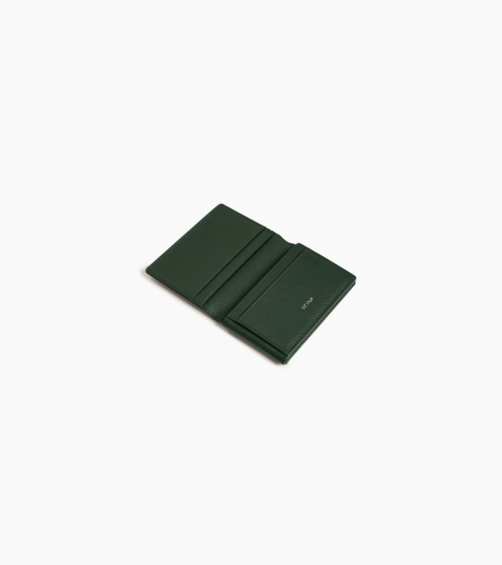 Lucien horizontal two-fold card holder in grained leather - Image 3